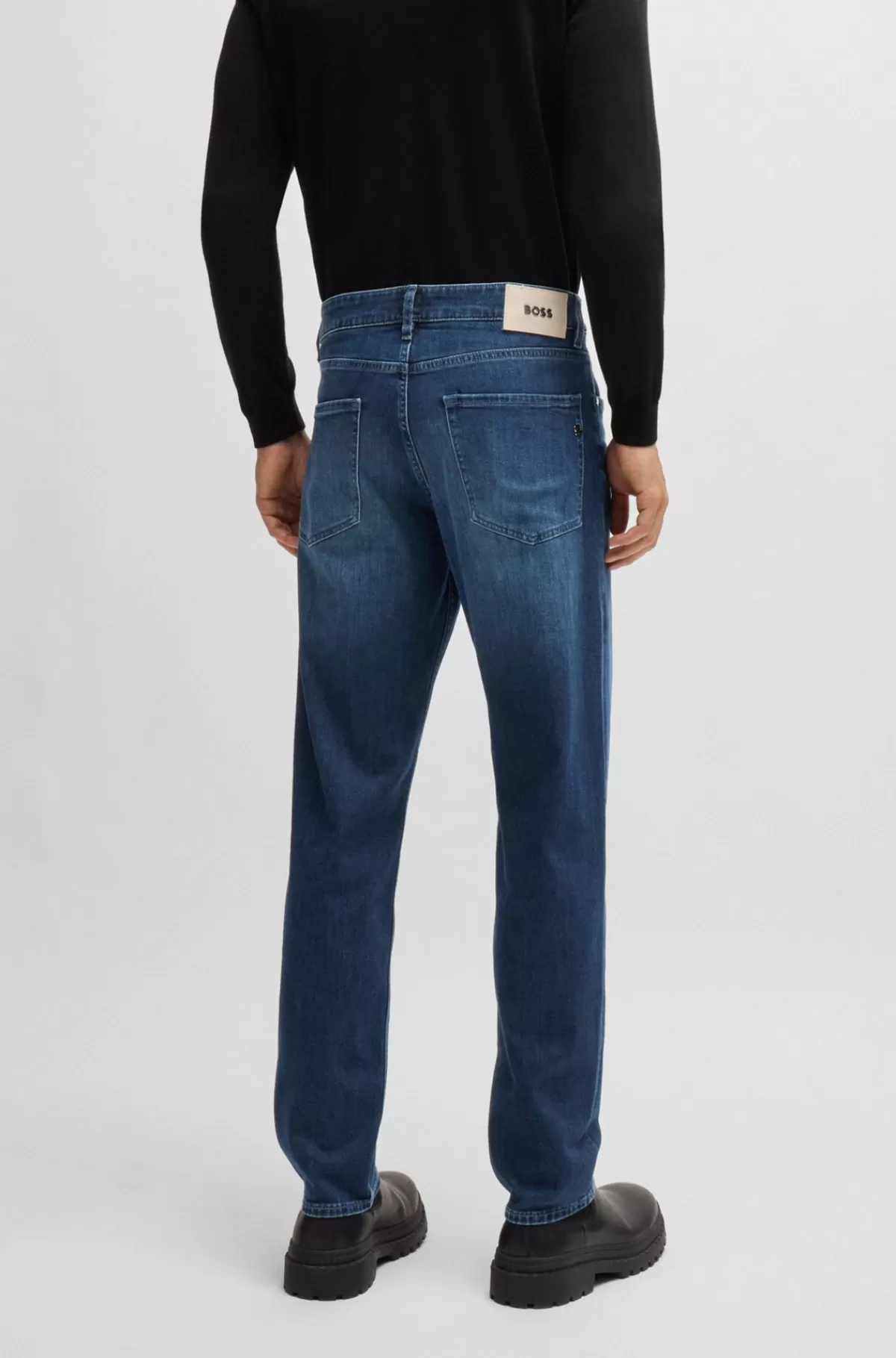 HUGO BOSS Maine Regular Fit Jeans I Denim Med Behageligt Stræk Blå Sale