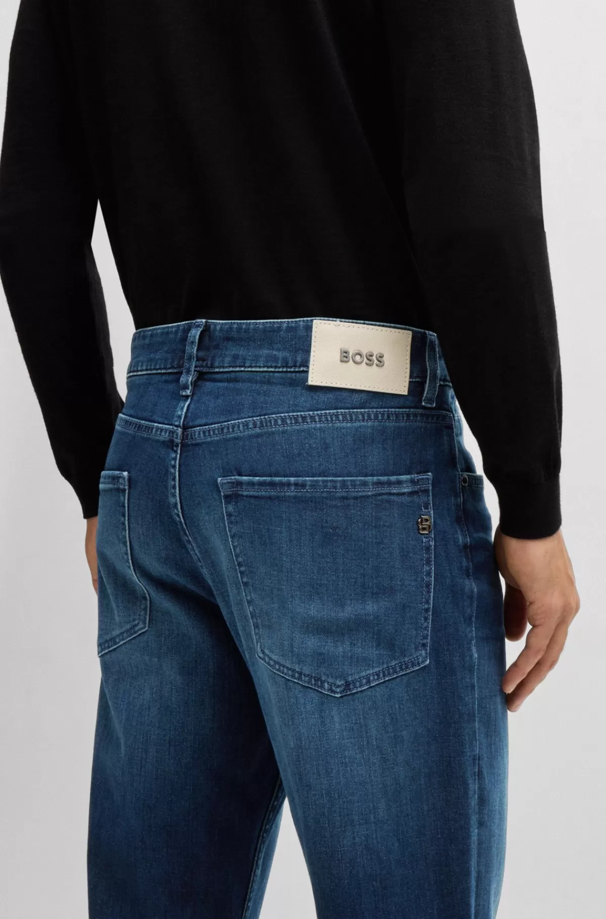 HUGO BOSS Maine Regular Fit Jeans I Denim Med Behageligt Stræk Blå Sale