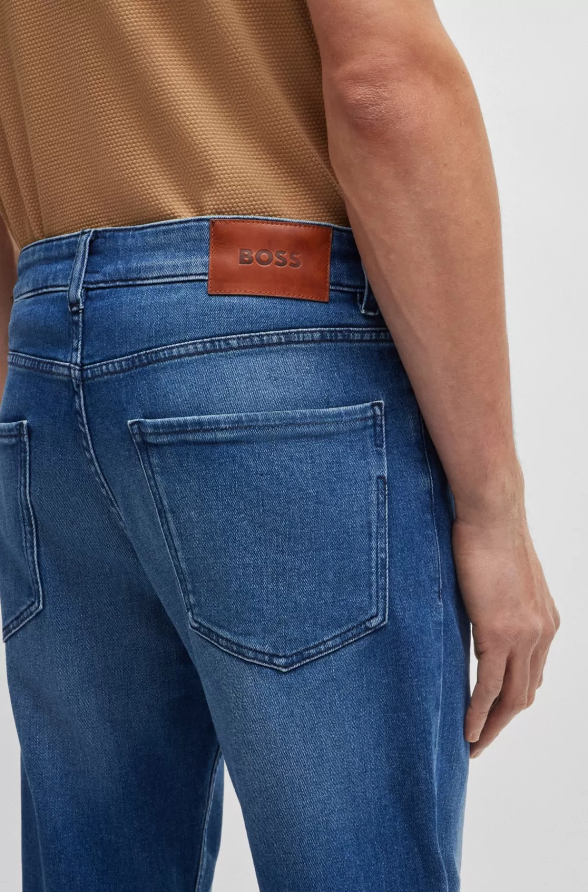 HUGO BOSS Maine Regular Fit Jeans I Denim Med Behageligt Stræk Blå Discount