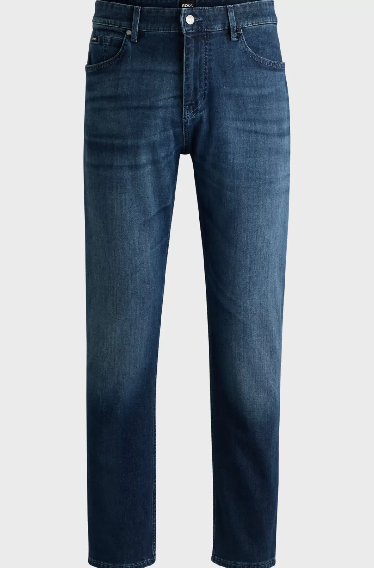 HUGO BOSS Maine Regular Fit Jeans I Denim Med Behageligt Stræk Blå Sale