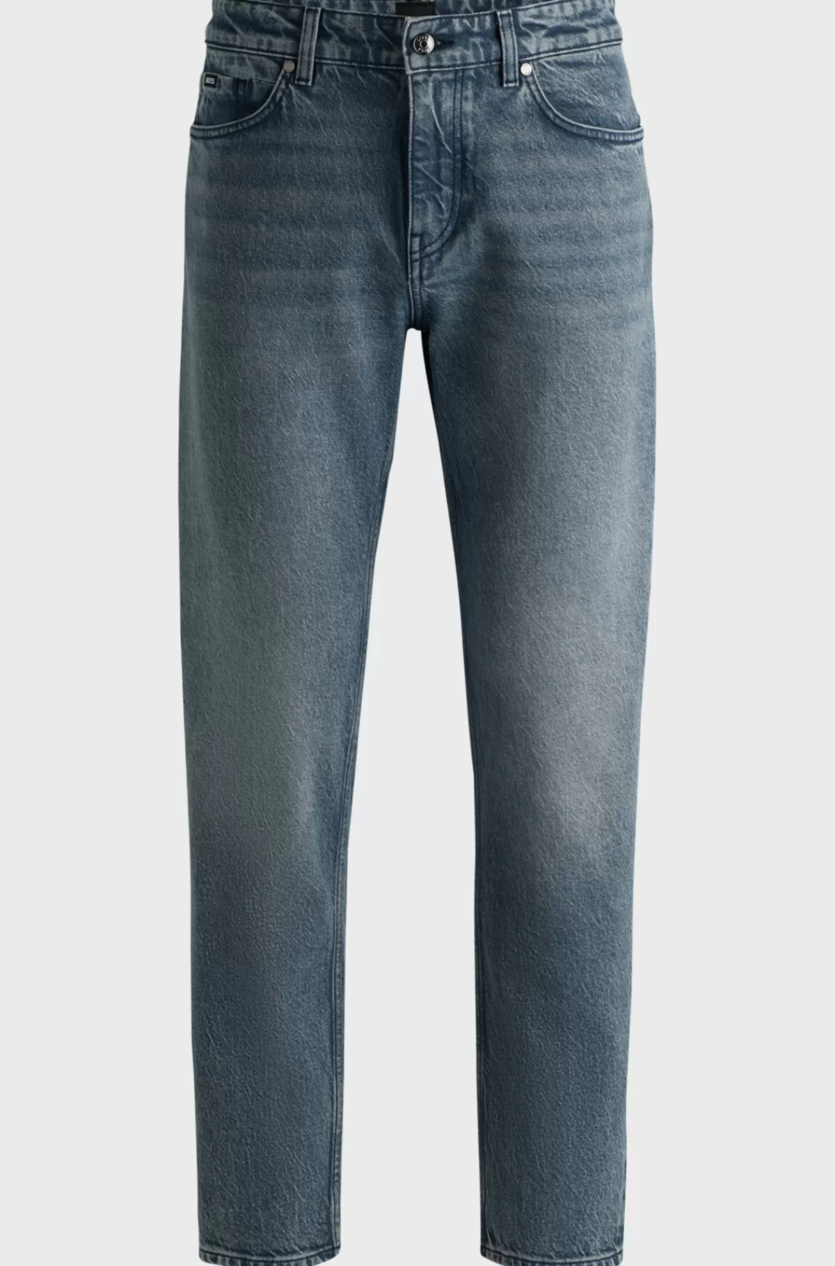 HUGO BOSS Maine Regular Fit Jeans I Blå Denim Med Behageligt Stræk Turkis Cheap