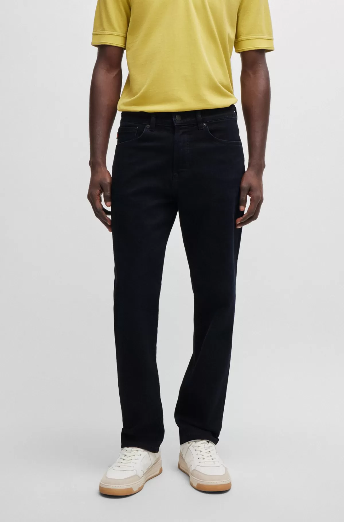 HUGO BOSS Maine Regular Fit Jeans I Blåsort Denim Med Behageligt Stræk Mørkeblå Clearance