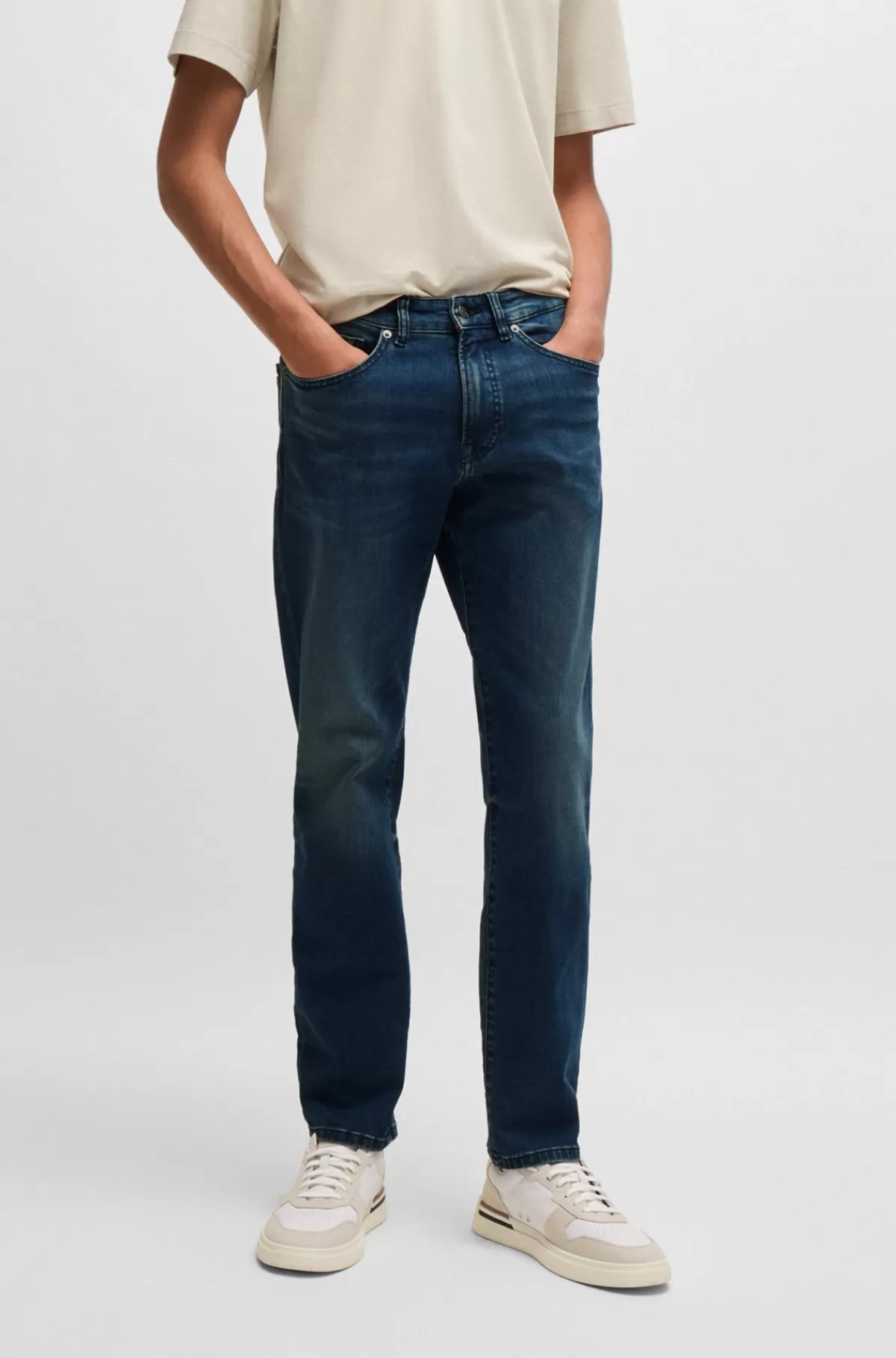 HUGO BOSS Maine Regular Fit Jeans I Ekstra Blød Og Smidig Blåsort Denim Mørkeblå Flash Sale