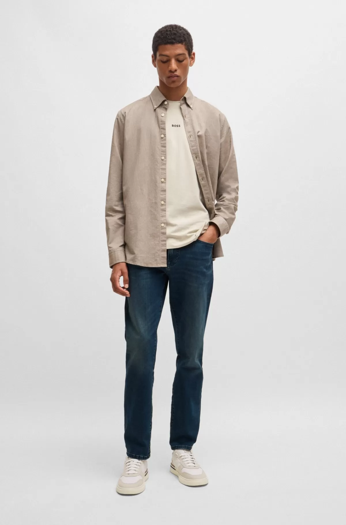 HUGO BOSS Maine Regular Fit Jeans I Ekstra Blød Og Smidig Blåsort Denim Mørkeblå Flash Sale