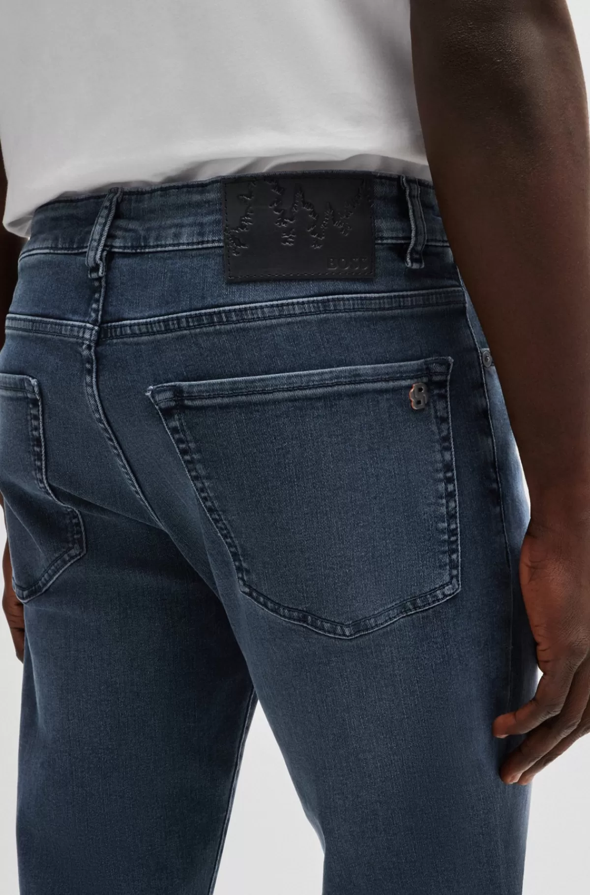 HUGO BOSS Maine Regular Fit Jeans I Ekstra Blød Og Smidig Blåsort Denim Mørkeblå Outlet