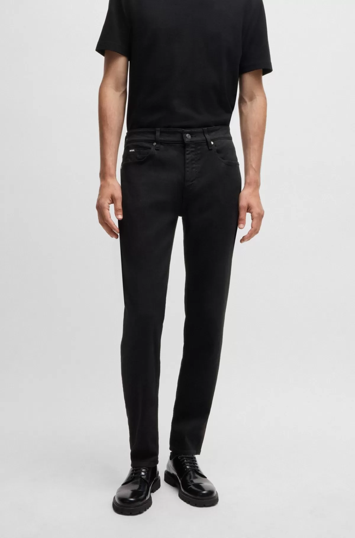 HUGO BOSS Maine Regular Fit Jeans I Ekstra Blød Denim Fra Italien Sort Clearance