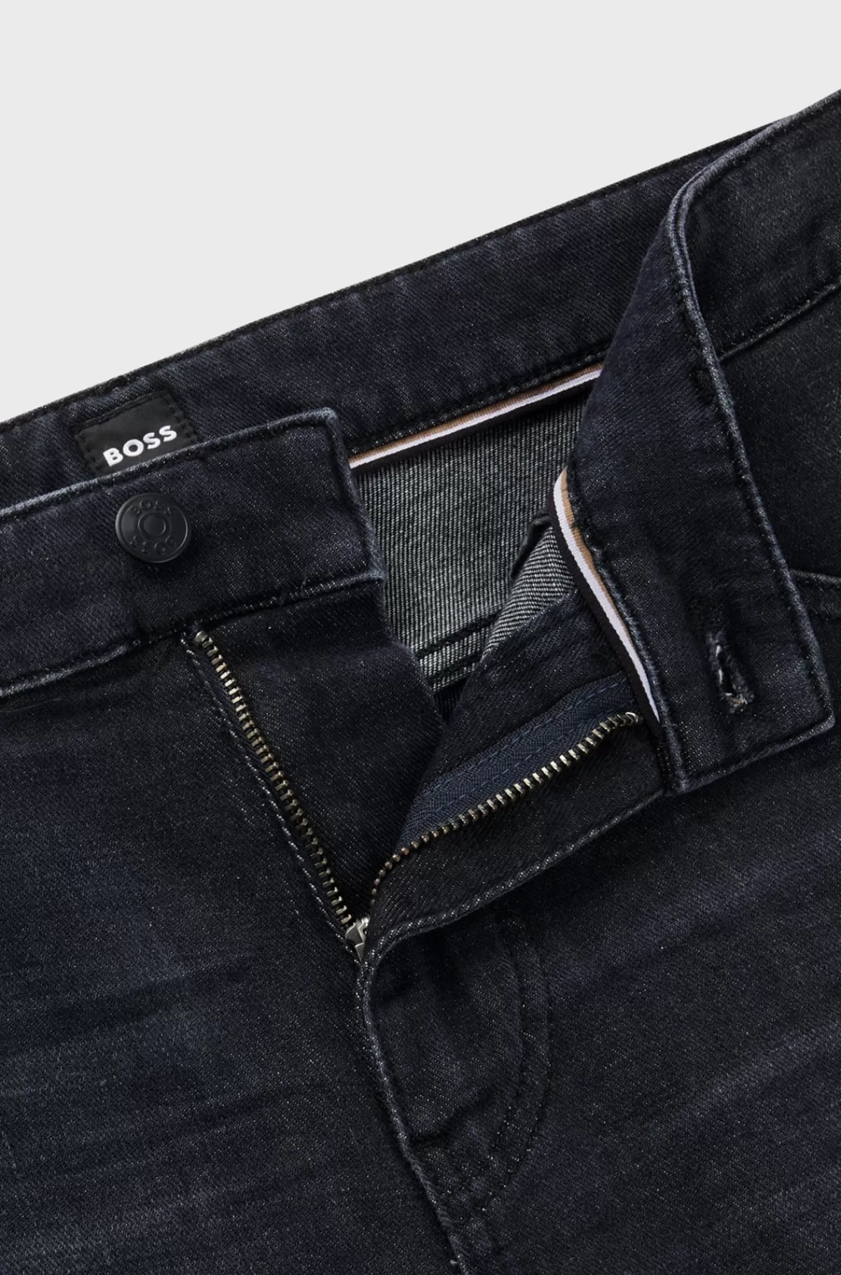 HUGO BOSS Maine Regular Fit Jeans I Ekstra Blød Sort Denim Fra Italien Mørkegrå Outlet