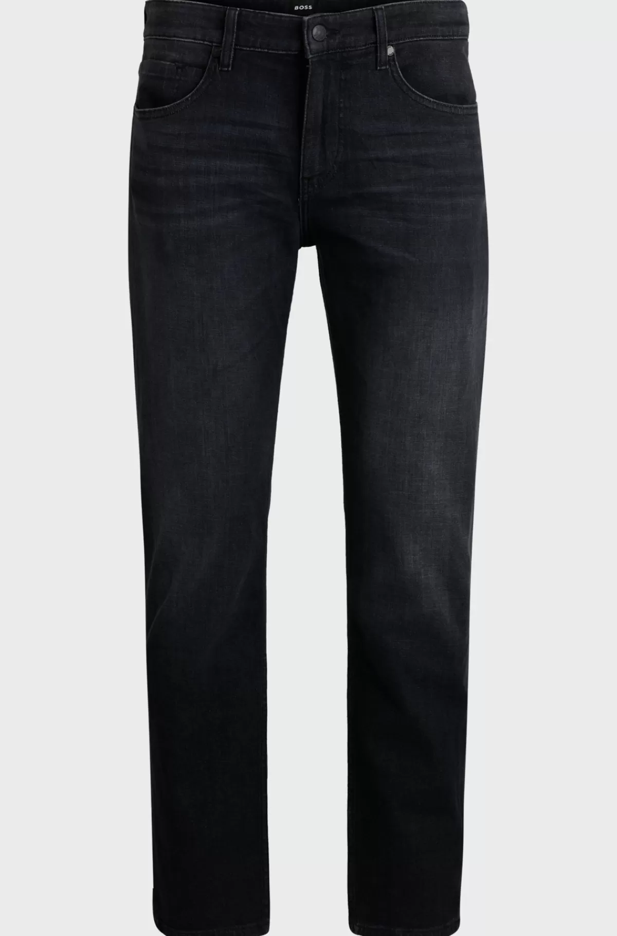 HUGO BOSS Maine Regular Fit Jeans I Ekstra Blød Sort Denim Fra Italien Mørkegrå Outlet