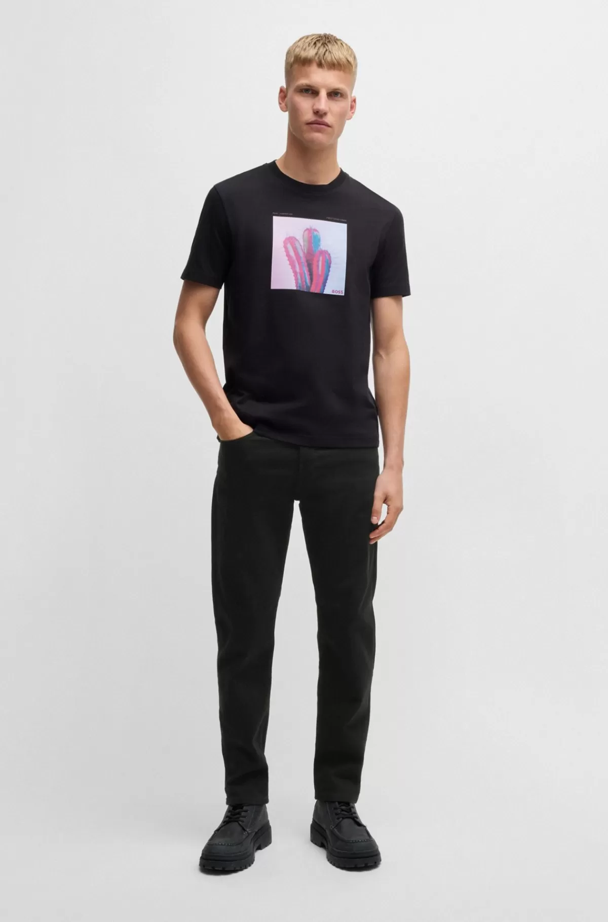 HUGO BOSS Maine Regular Fit Jeans I Farveægte Denim Med Behageligt Stræk Sort Sale