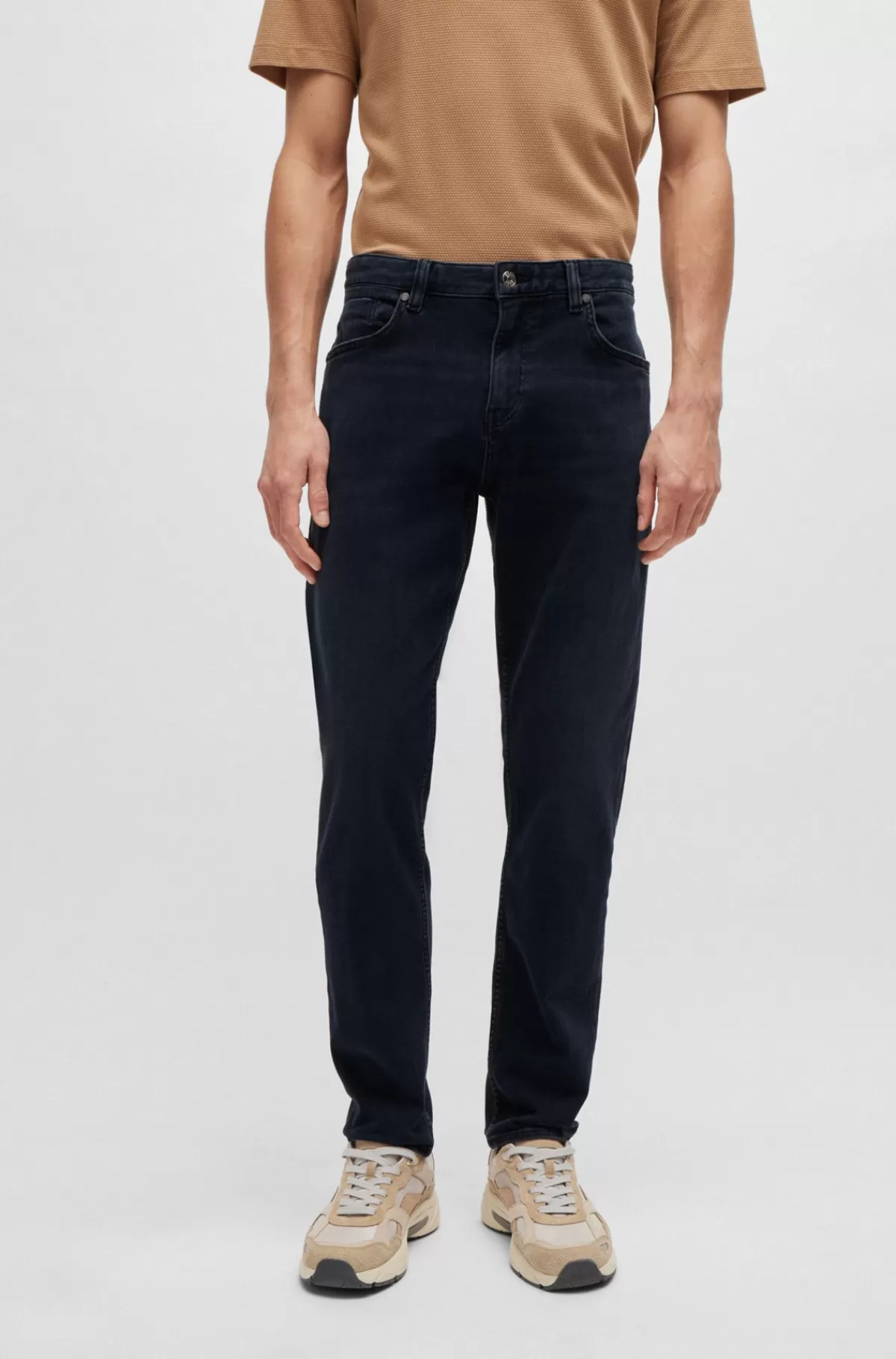 HUGO BOSS Maine Regular Fit Jeans I Koks-marineblå Italiensk Denim Mørkeblå New
