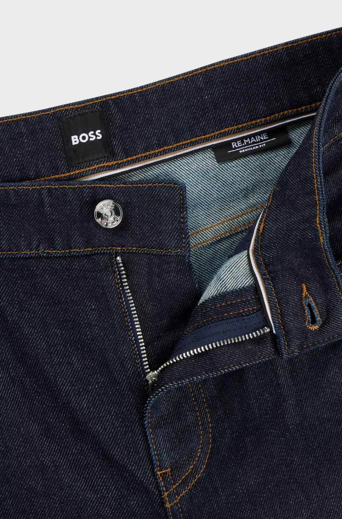 HUGO BOSS Maine Regular Fit Jeans I Denim Med Behageligt Stræk Mørkeblå Hot