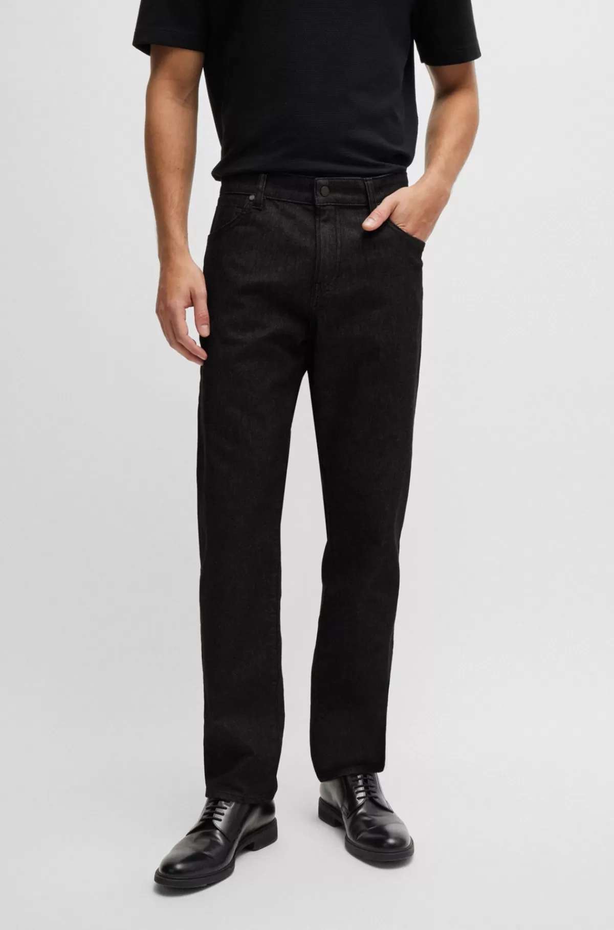 HUGO BOSS Maine Regular Fit Jeans I Denim Med Stræk Sort Outlet