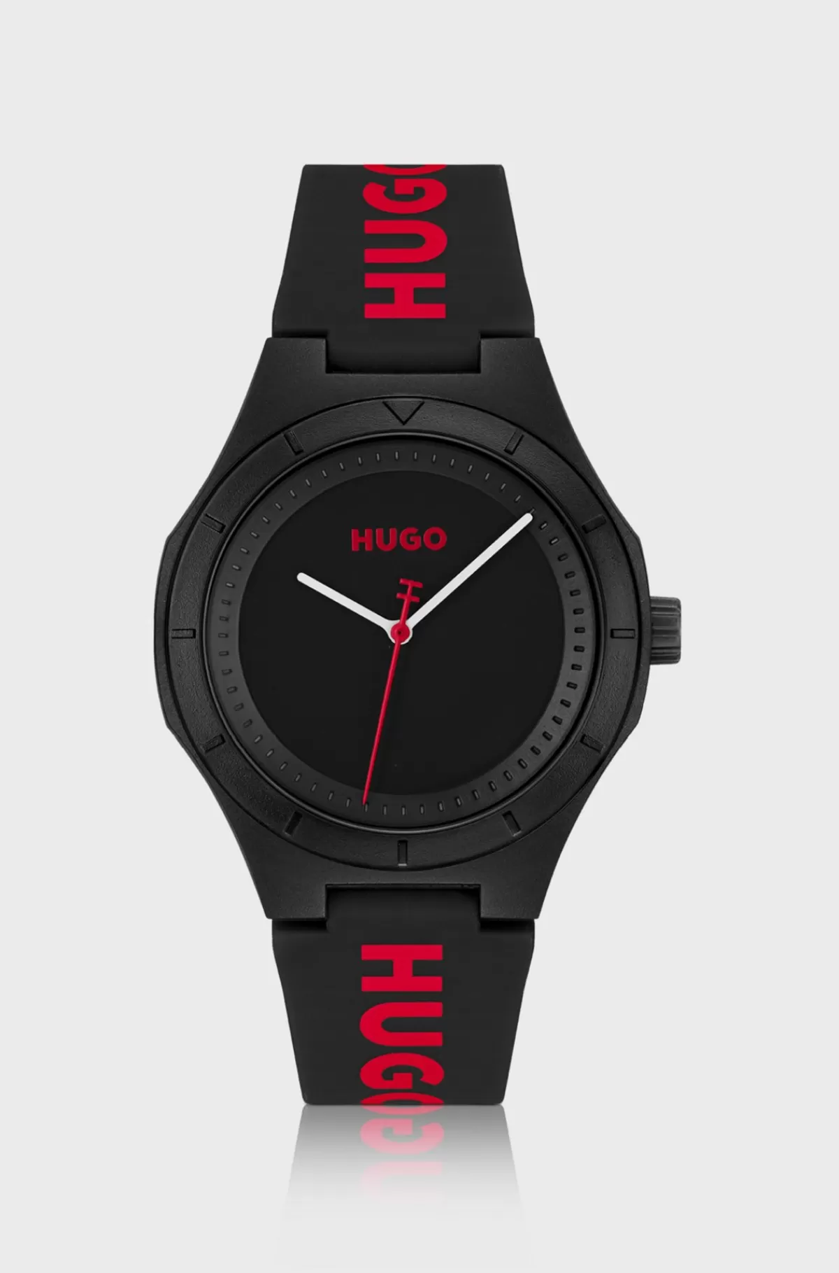 HUGO BOSS Mat Armbåndsur Med Brandet Silikonerem Sort New