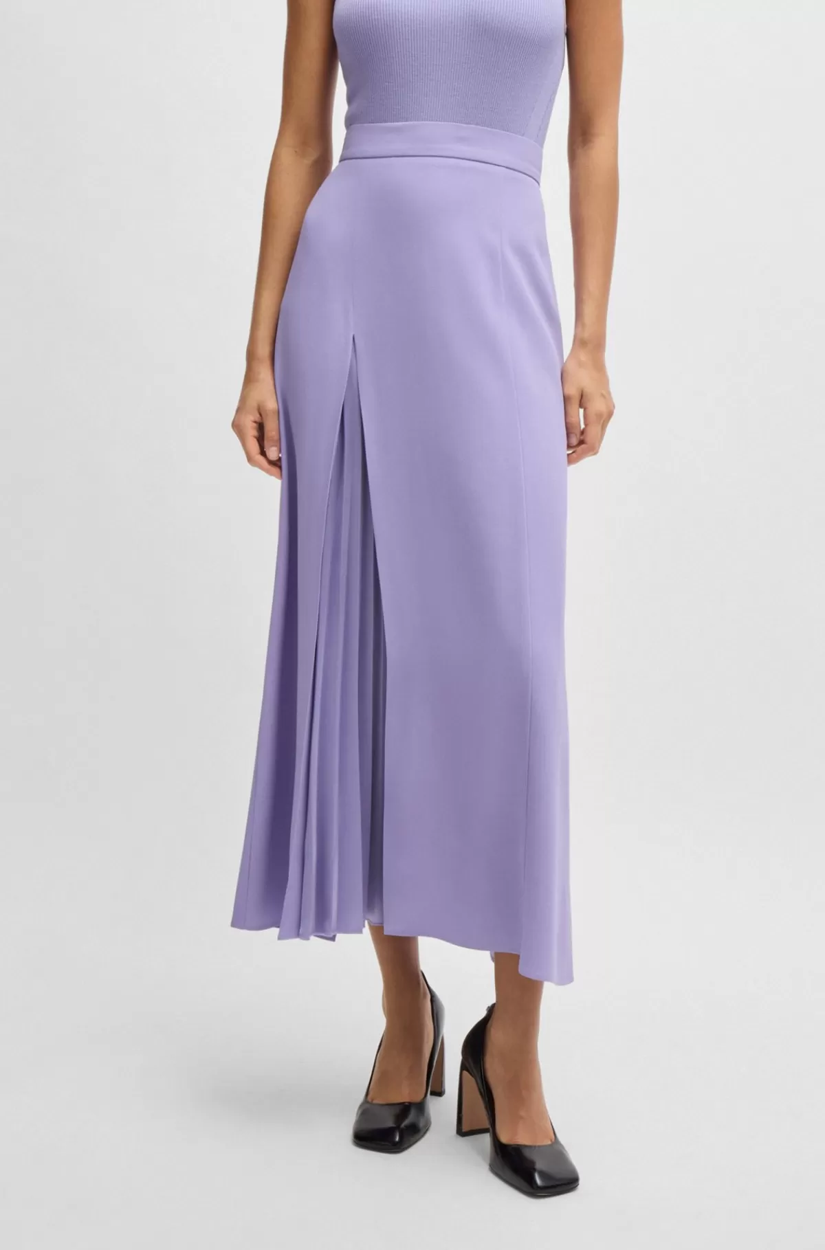 HUGO BOSS Maxinederdel Med Plisseret Detalje Lyslilla Best