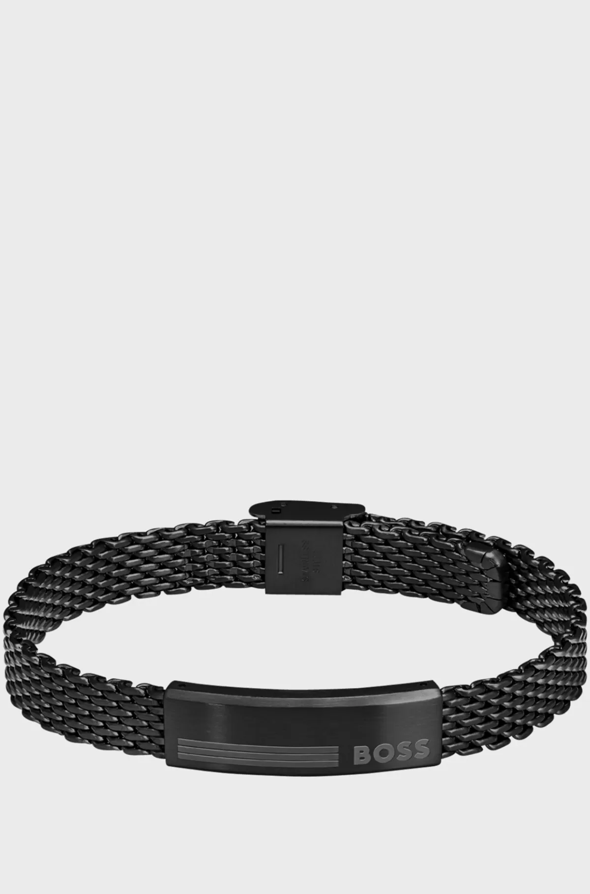 HUGO BOSS Mesharmbånd I Stål Med Logoplade Sort Best Sale