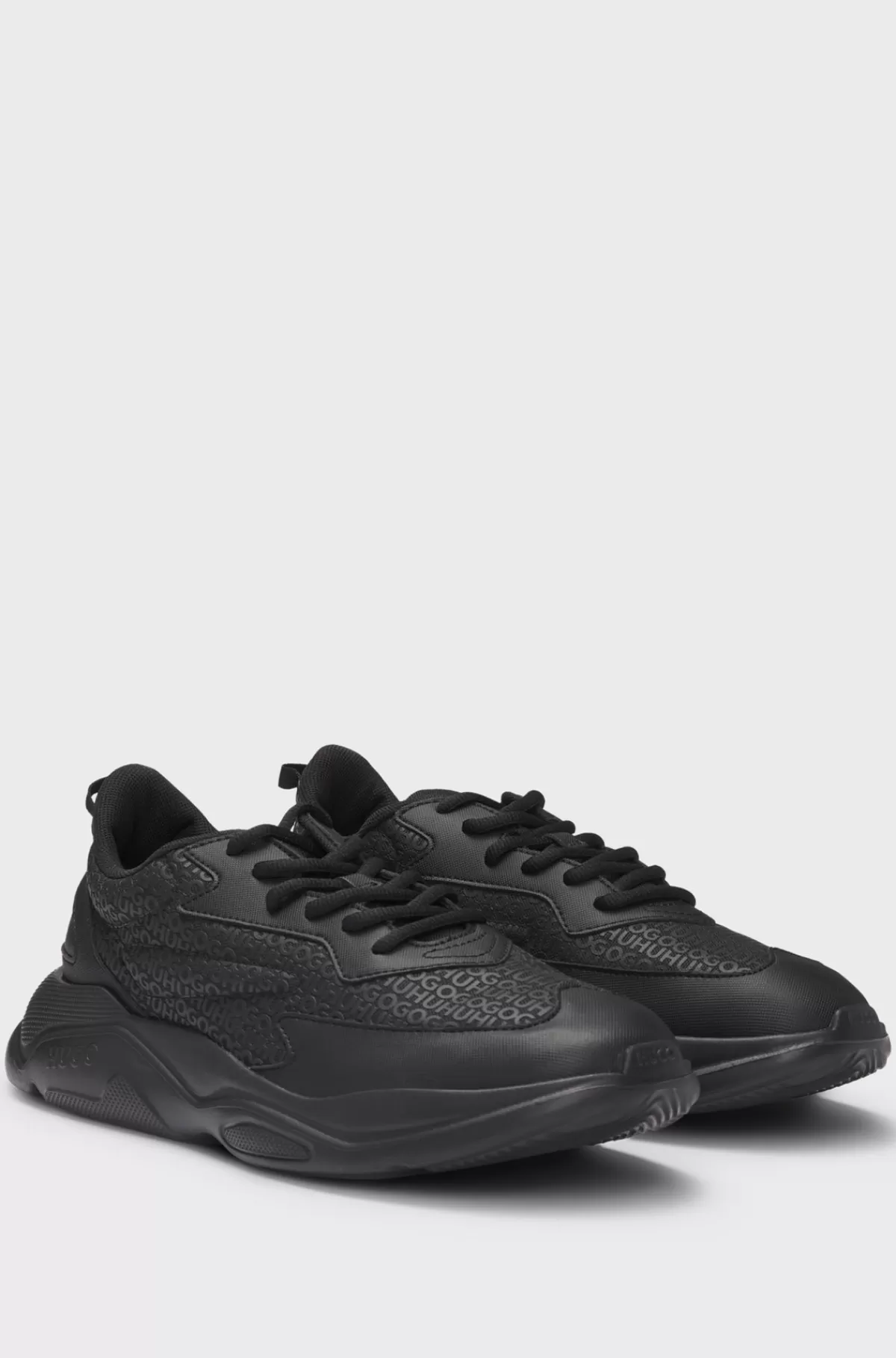 HUGO BOSS Mixed-material Trainers With Monogrammed Uppers And EVA Outsole Sort Cheap