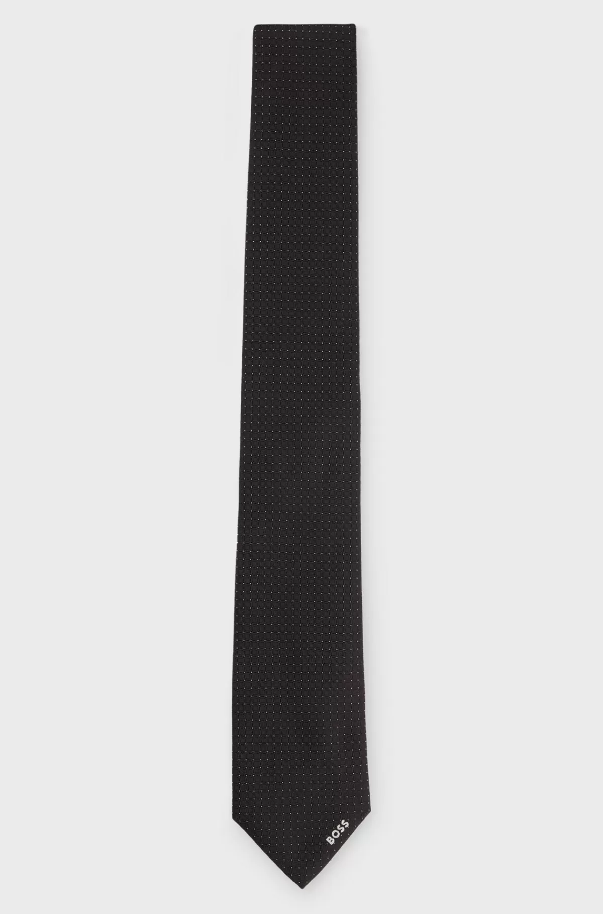 HUGO BOSS Mønstret Slips I Ren Silke Med Logodetalje Sort Discount