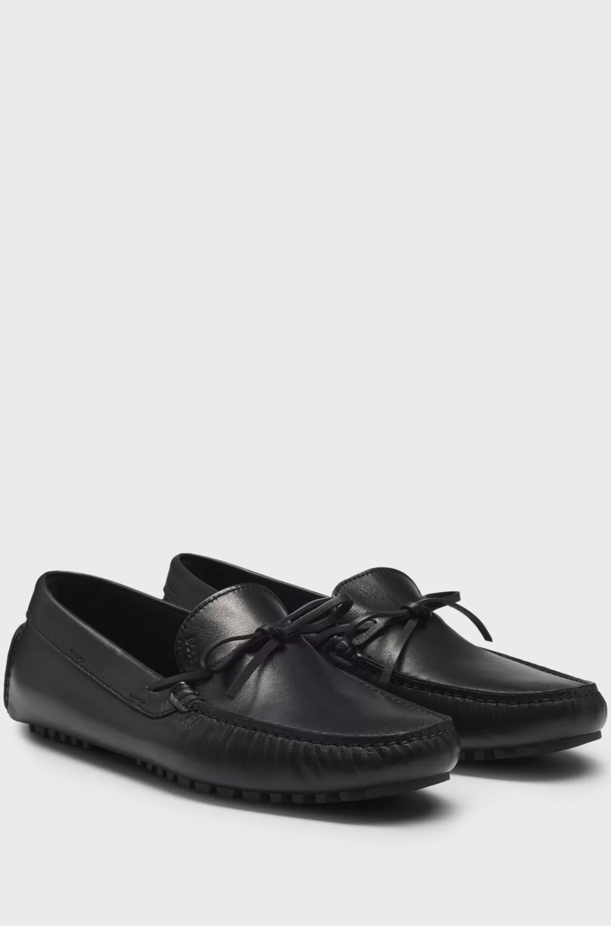 HUGO BOSS Mokkasiner I Læder Med Driversål Og Logo Sort Discount