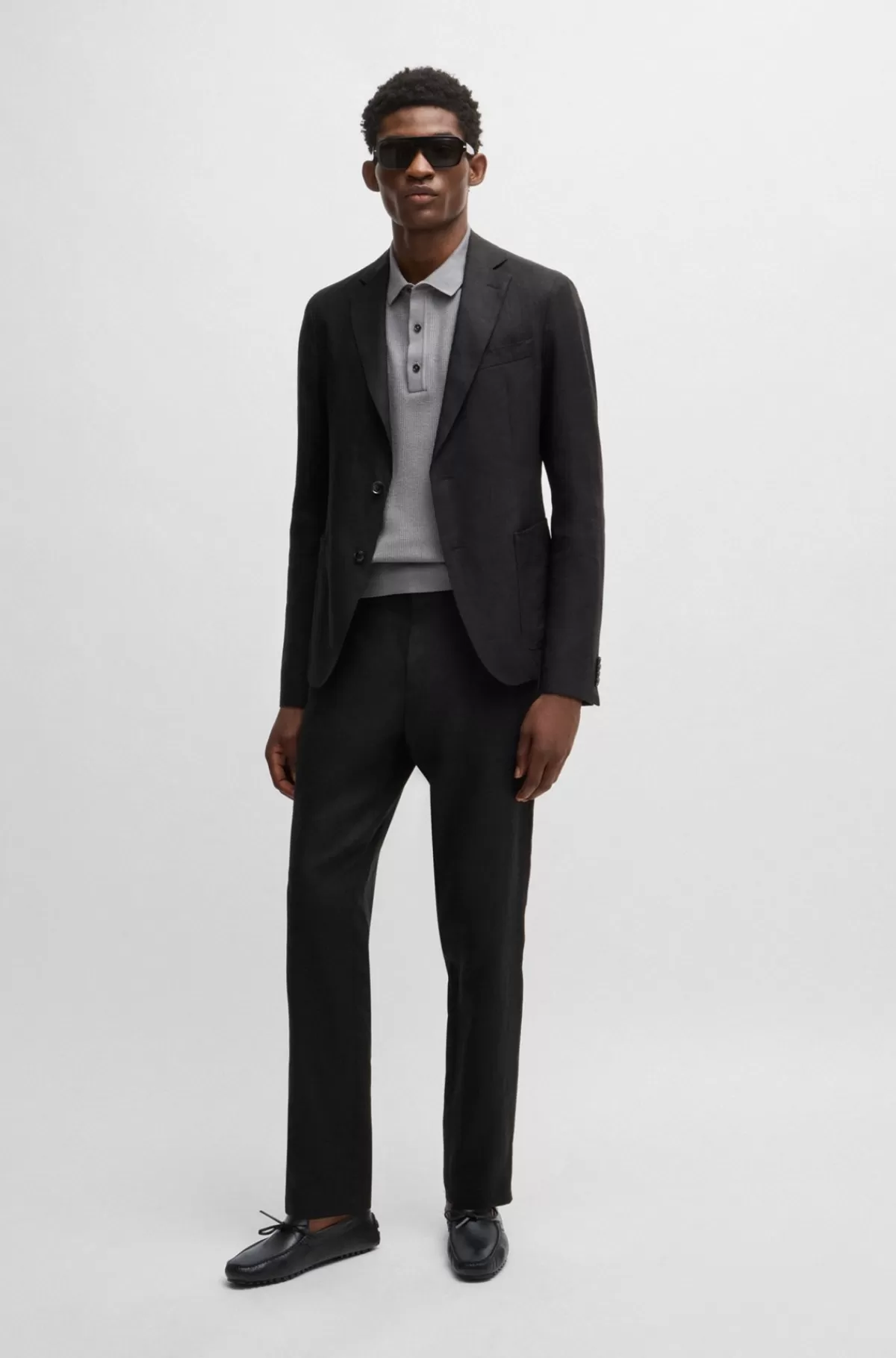 HUGO BOSS Mokkasiner I Læder Med Driversål Og Logo Sort Discount