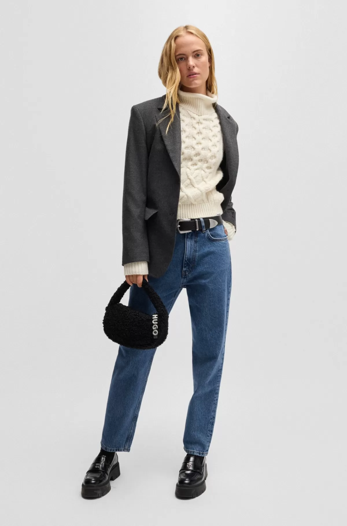 HUGO BOSS Mom Jeans Med Relaxed Fit I Blå Denim Med Behageligt Stræk Mørkeblå Cheap