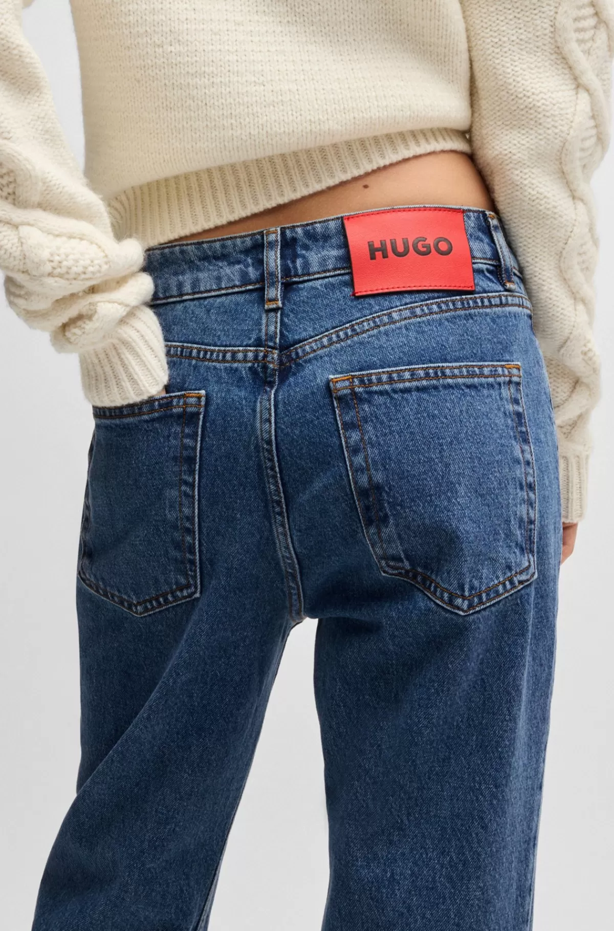 HUGO BOSS Mom Jeans Med Relaxed Fit I Blå Denim Med Behageligt Stræk Mørkeblå Cheap