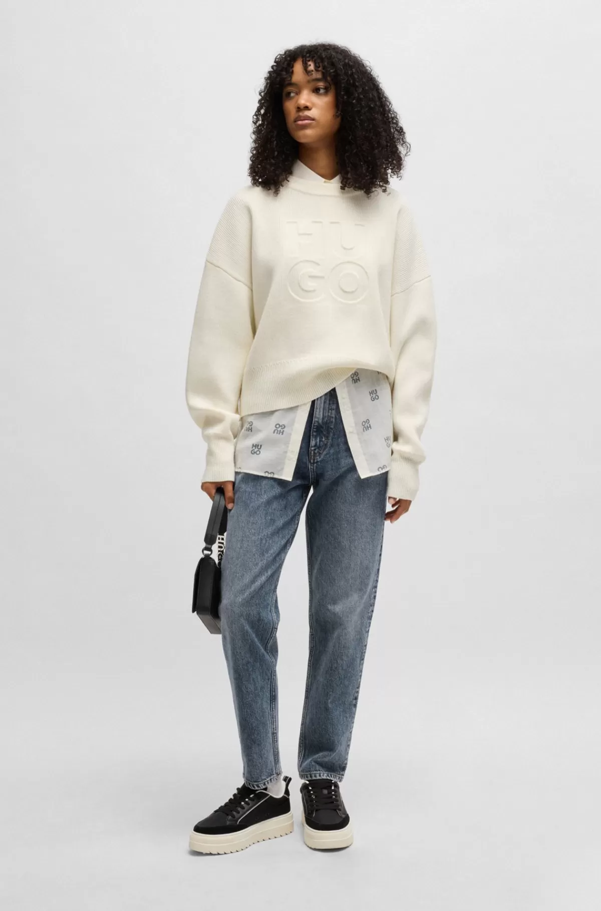 HUGO BOSS Mom Jeans Med Tapered Fit I Mørke Denim Med Stræk Blå Shop