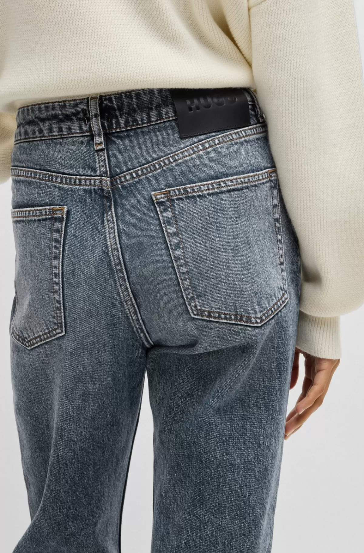 HUGO BOSS Mom Jeans Med Tapered Fit I Mørke Denim Med Stræk Blå Shop