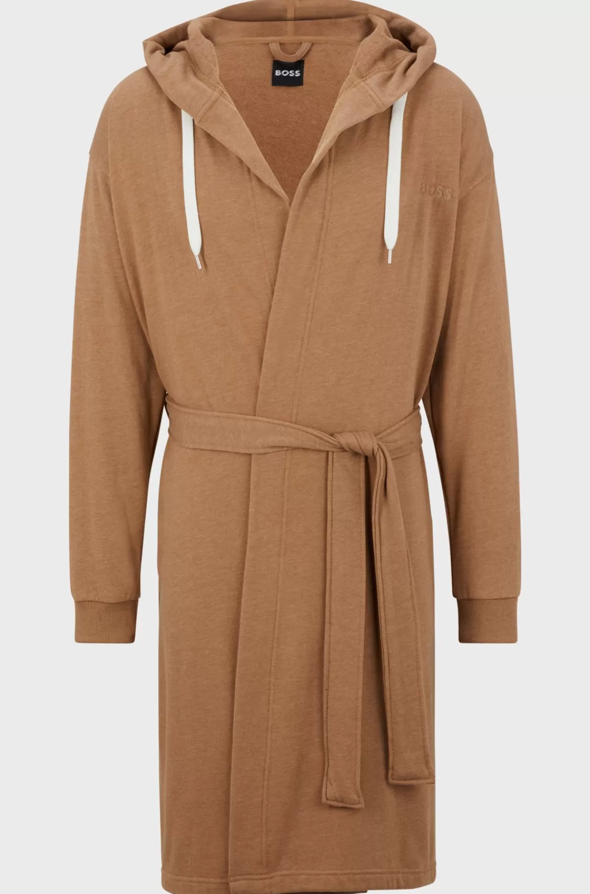 HUGO BOSS Morgenkåbe Med Hætte Og ærmer Med Printet Logo Beige Best Sale