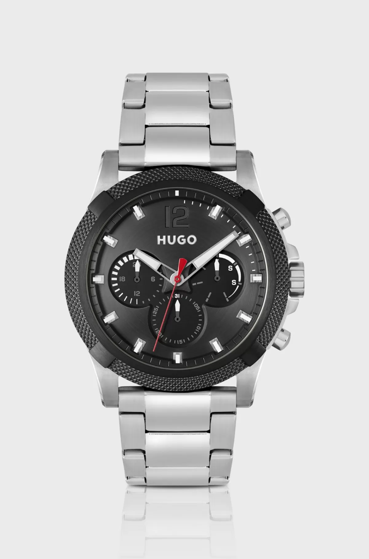 HUGO BOSS Multifunktionsur Med Leddelt Rem Sølv Fashion