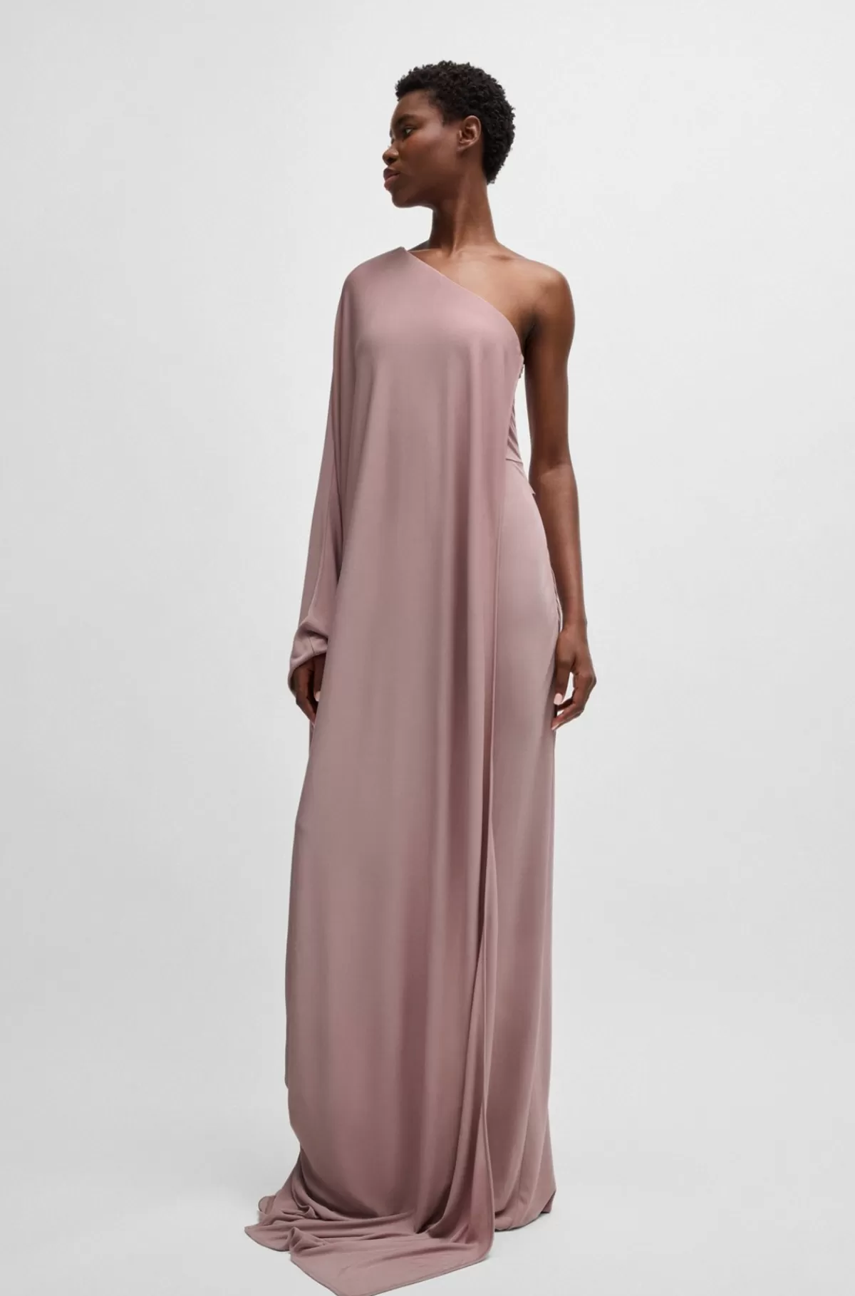 HUGO BOSS NAOMI X BOSS Lang Kjole Med Enkelt Skulder Lys pink Flash Sale