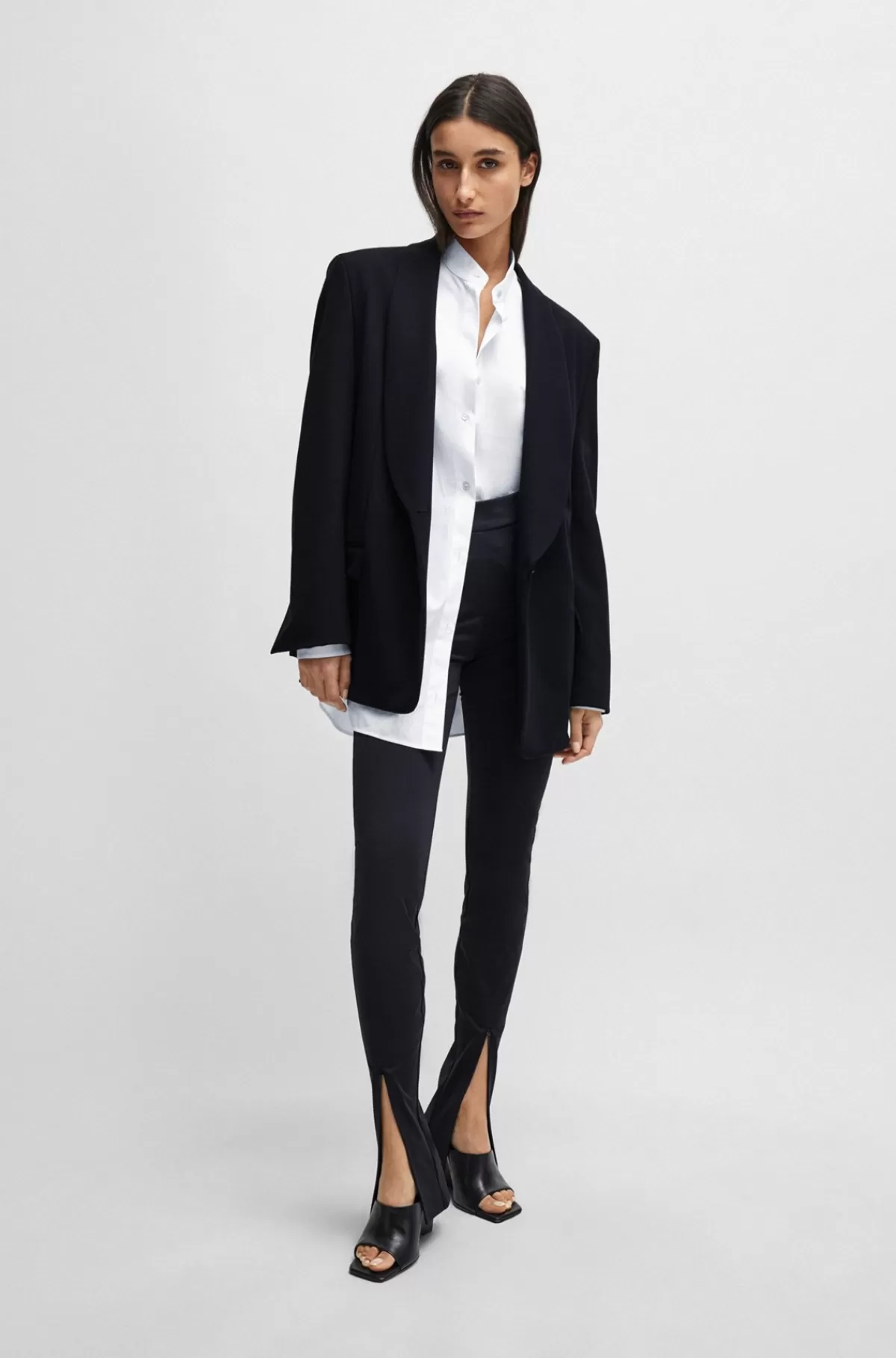 HUGO BOSS Naomi X BOSS Oversize Blazer Med Sjalskrave Sort Clearance