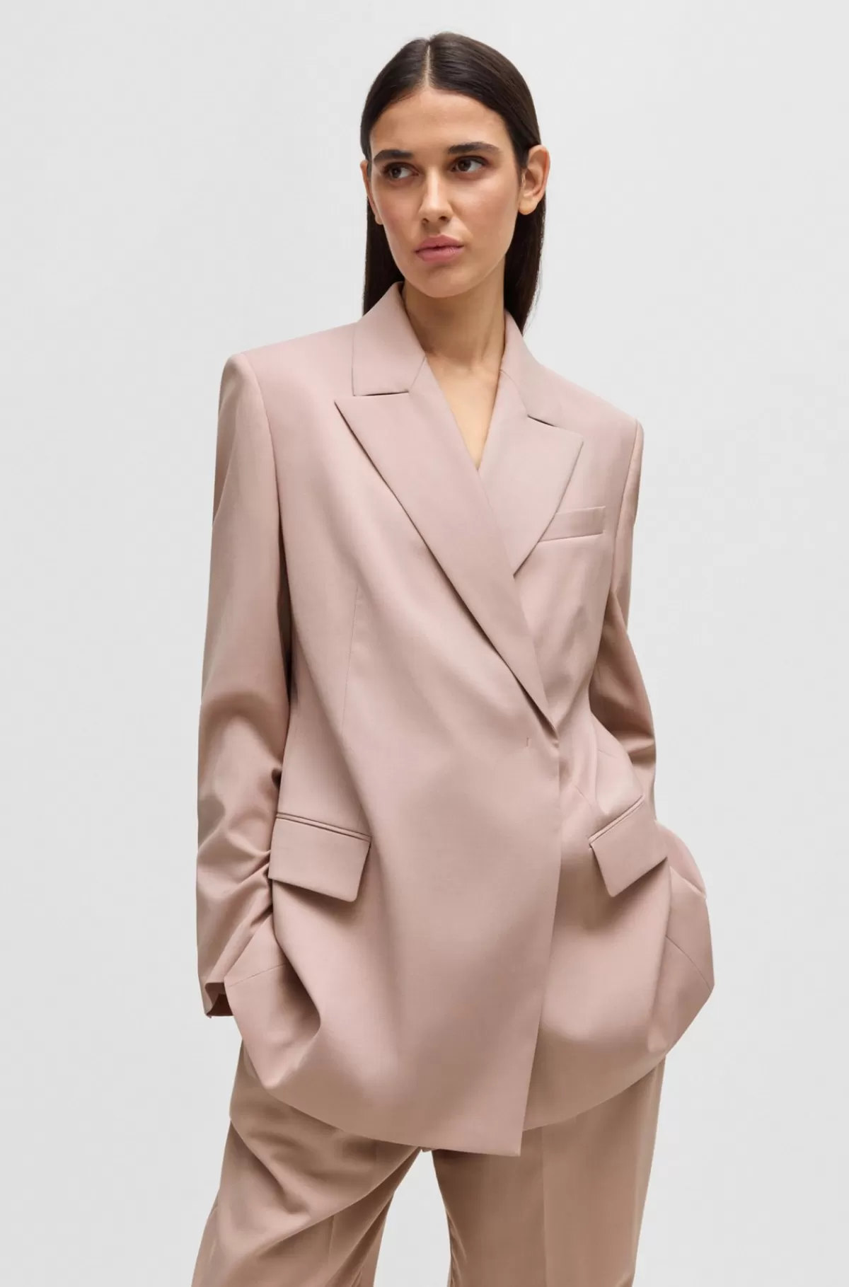 HUGO BOSS NAOMI X BOSS-blazer Med Relaxed Fit I Uld Med Naturligt Stræk Lys pink Discount