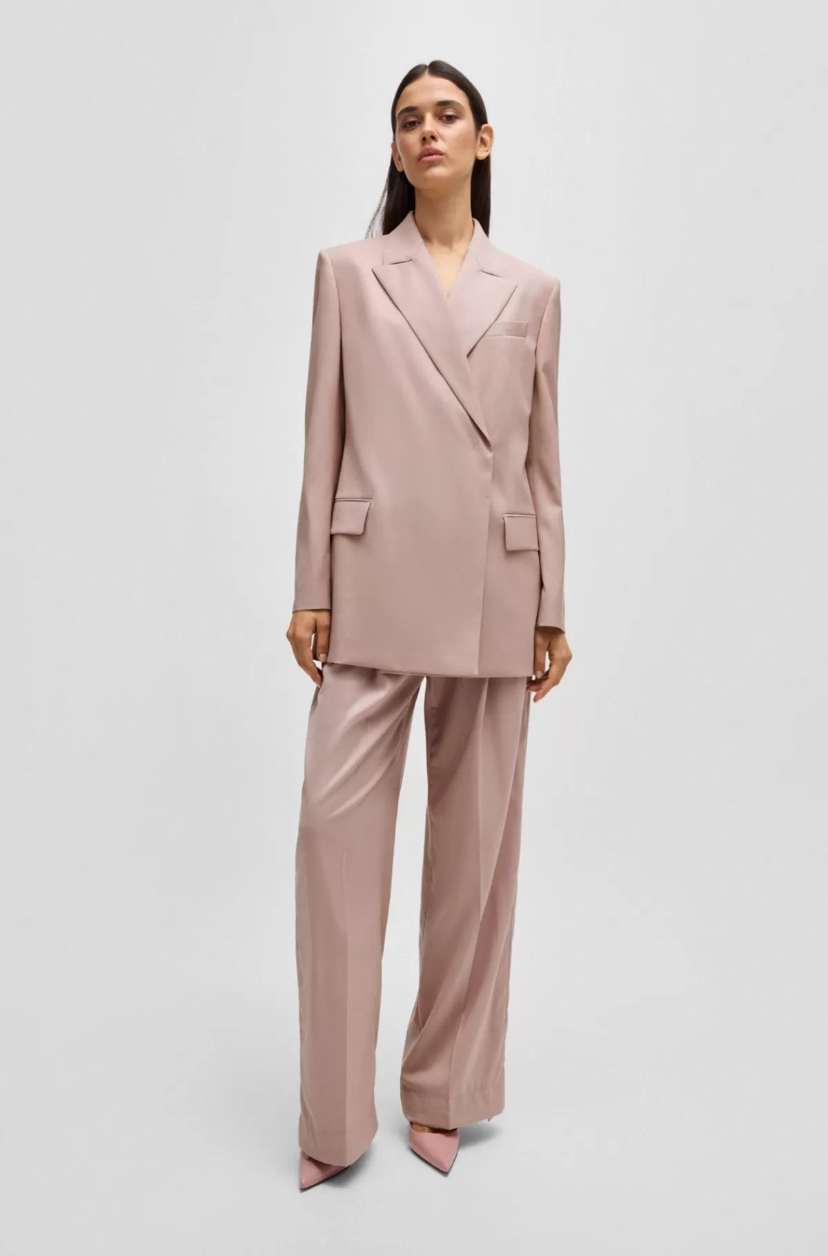 HUGO BOSS NAOMI X BOSS-blazer Med Relaxed Fit I Uld Med Naturligt Stræk Lys pink Discount