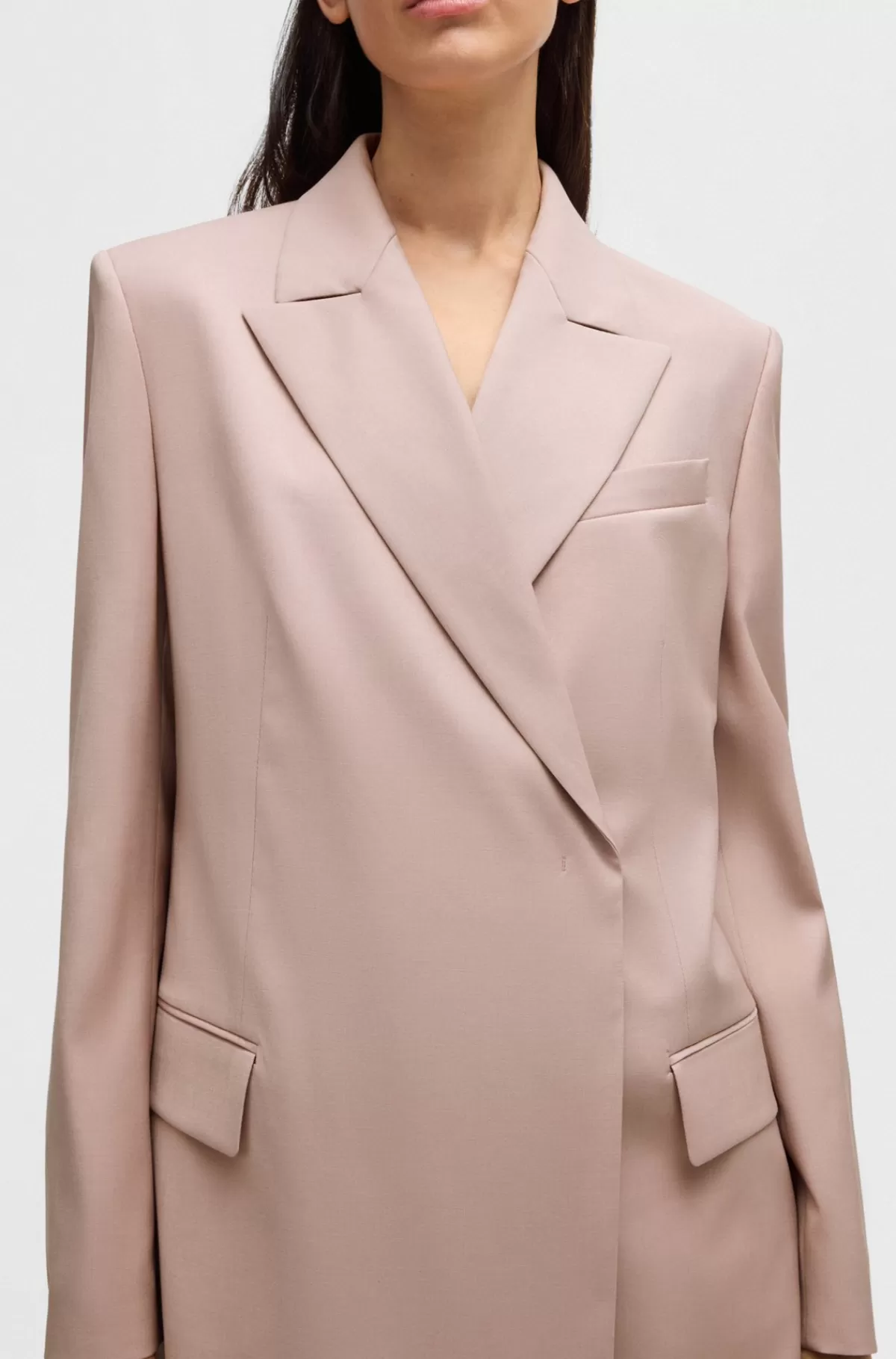 HUGO BOSS NAOMI X BOSS-blazer Med Relaxed Fit I Uld Med Naturligt Stræk Lys pink Discount