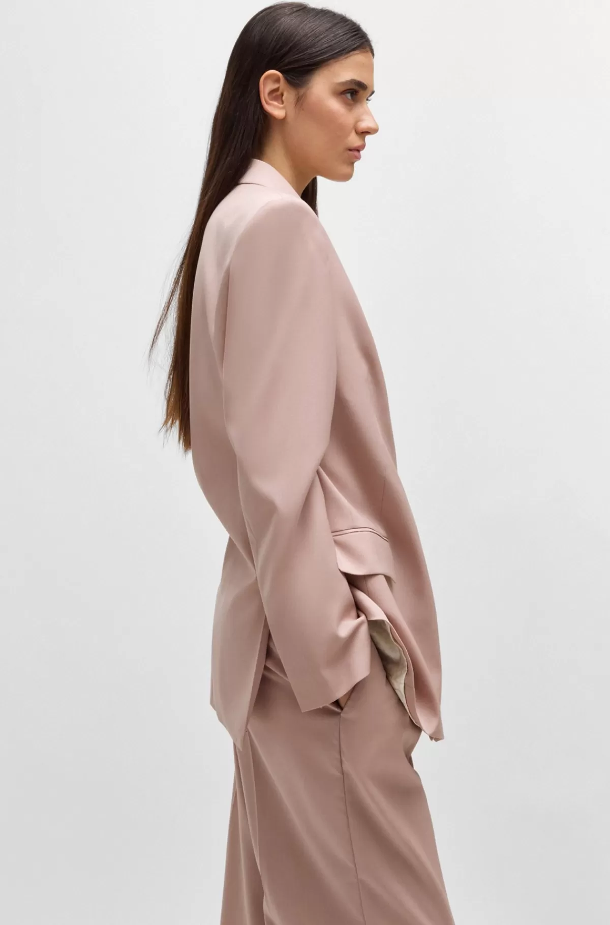 HUGO BOSS NAOMI X BOSS-blazer Med Relaxed Fit I Uld Med Naturligt Stræk Lys pink Discount