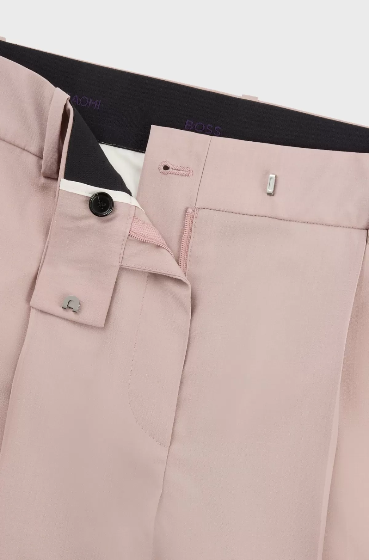 HUGO BOSS NAOMI X BOSS-bukser Med Regular Fit I Uld Med Naturligt Stræk Lys pink Store