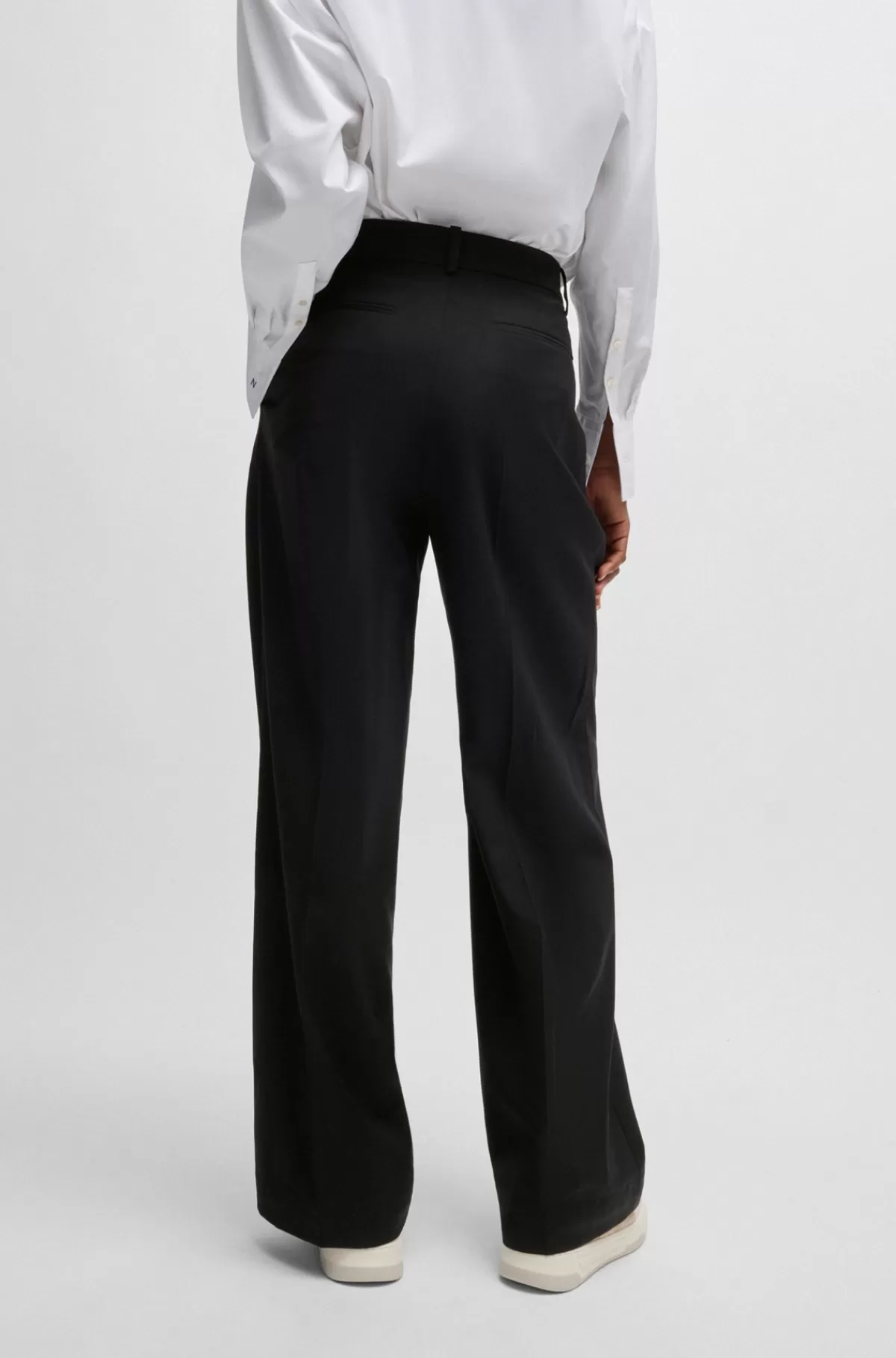 HUGO BOSS NAOMI X BOSS-bukser Med Regular Fit I Uld Med Naturligt Stræk Sort Fashion