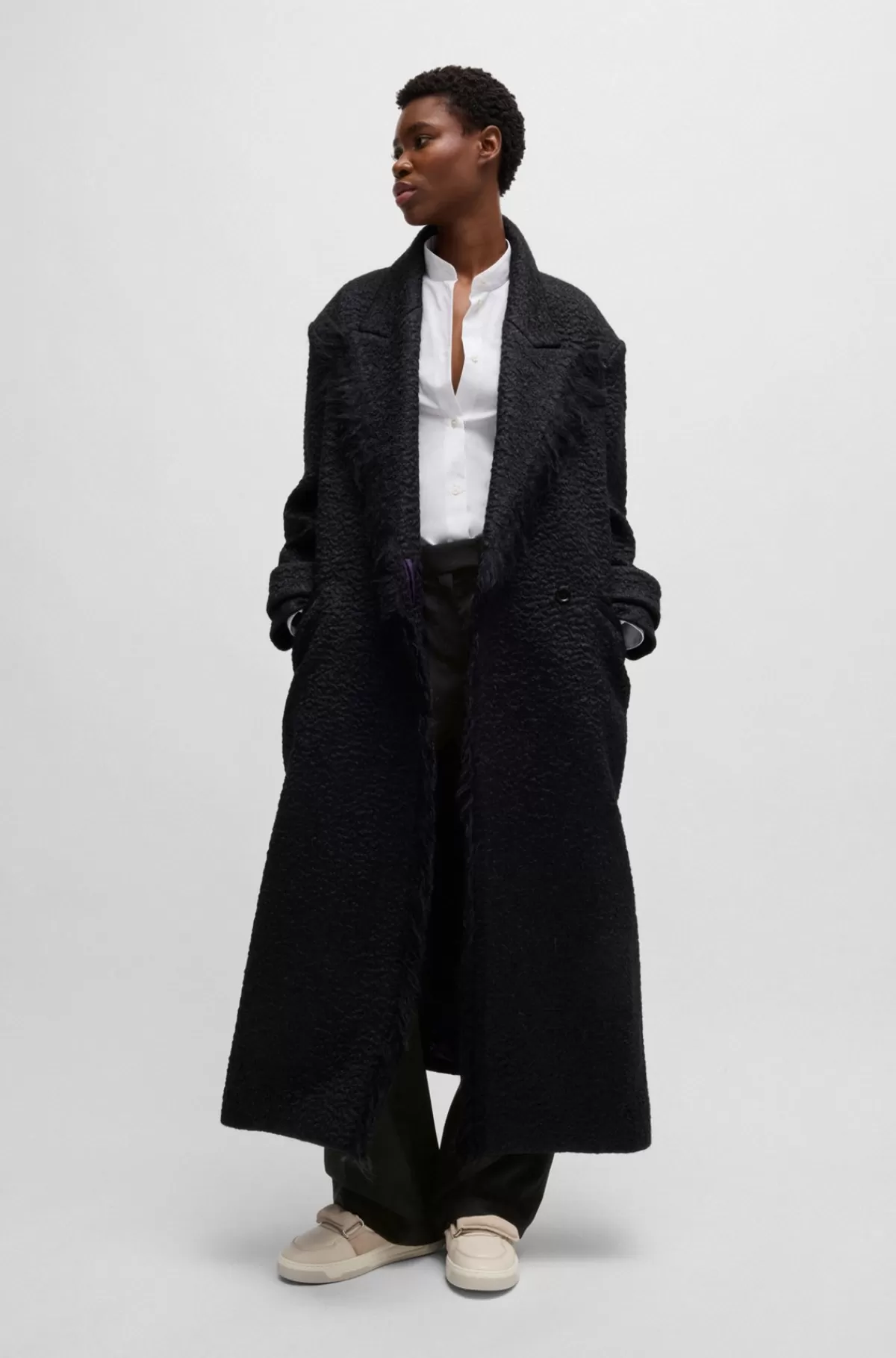 HUGO BOSS NAOMI X BOSS-bukser Med Regular Fit I Uld Med Naturligt Stræk Sort Fashion