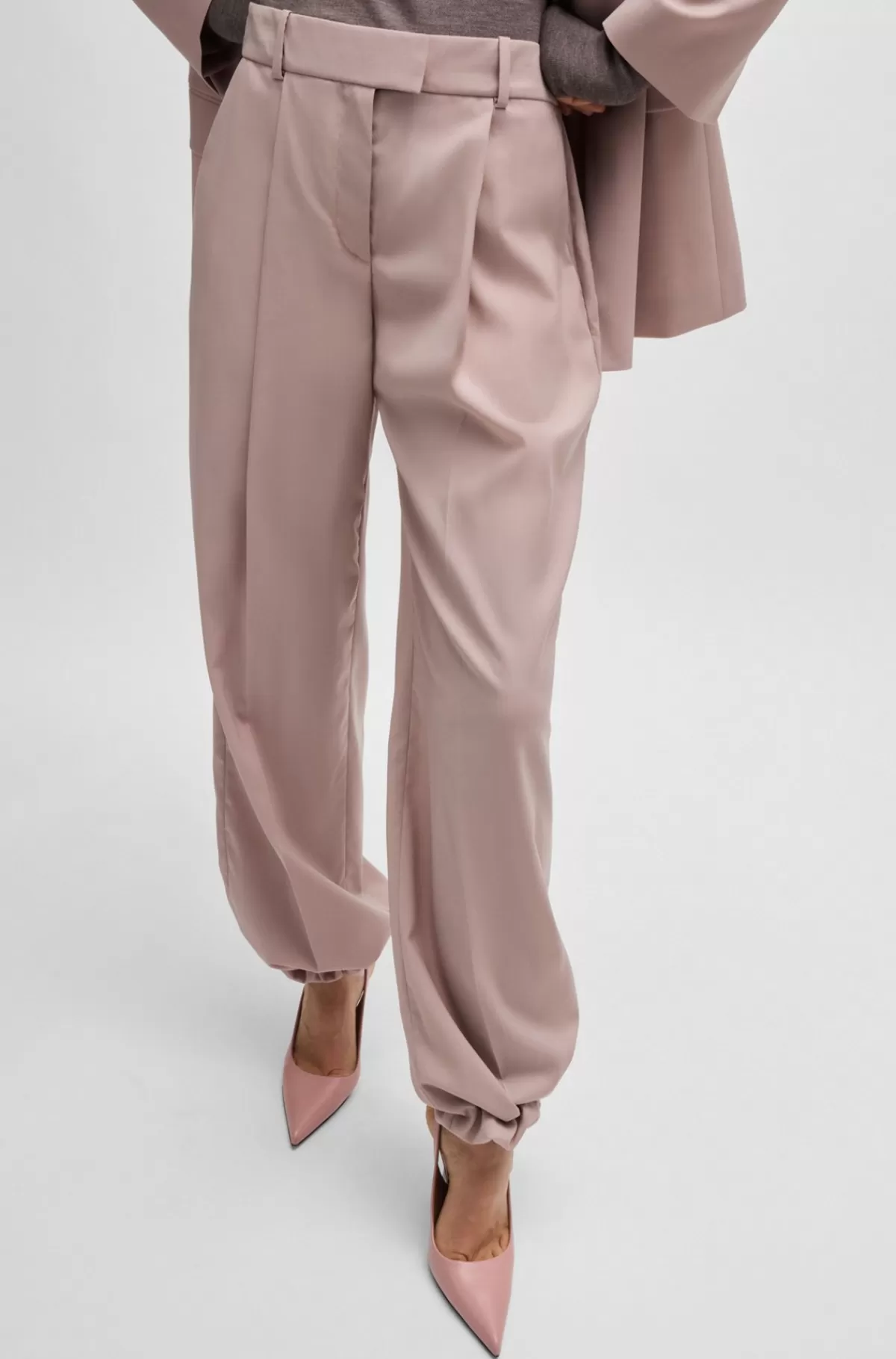 HUGO BOSS NAOMI X BOSS-bukser Med Regular Fit I Uld Med Naturligt Stræk Lys pink Store