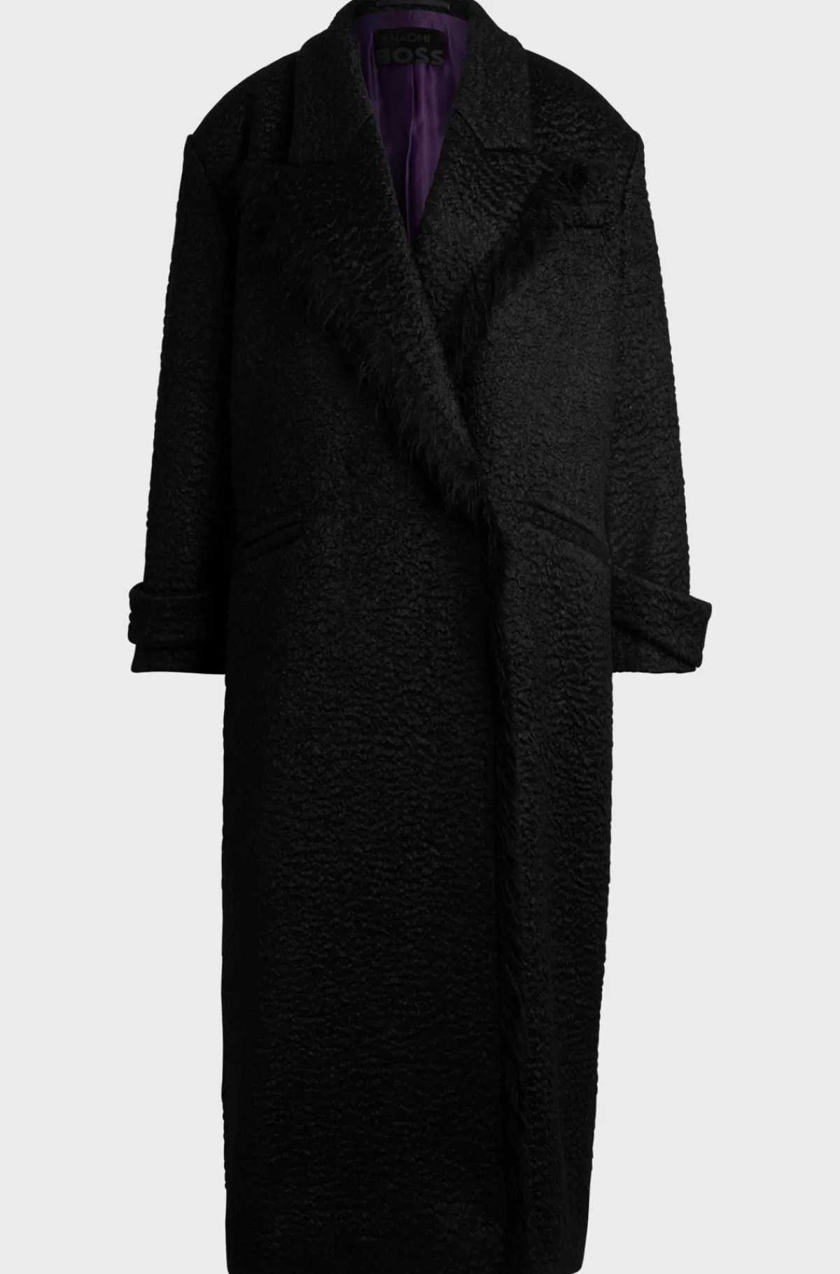 HUGO BOSS NAOMI X BOSS-frakke Med Oversize Fit I Uldblanding Sort Clearance