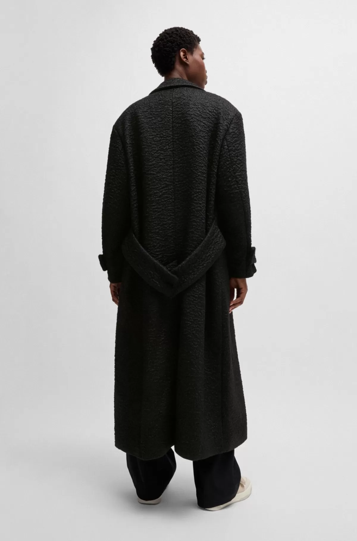 HUGO BOSS NAOMI X BOSS-frakke Med Oversize Fit I Uldblanding Sort Clearance