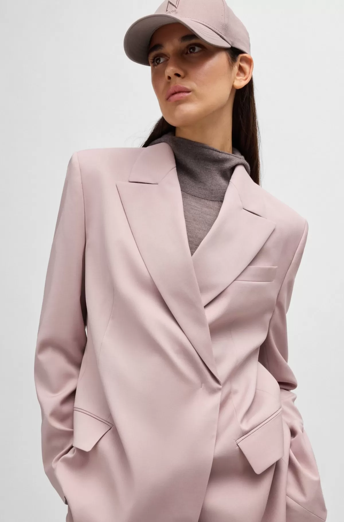 HUGO BOSS NAOMI X BOSS-kasket I Bomuldstwill Med Broderet Branding Lys pink Cheap