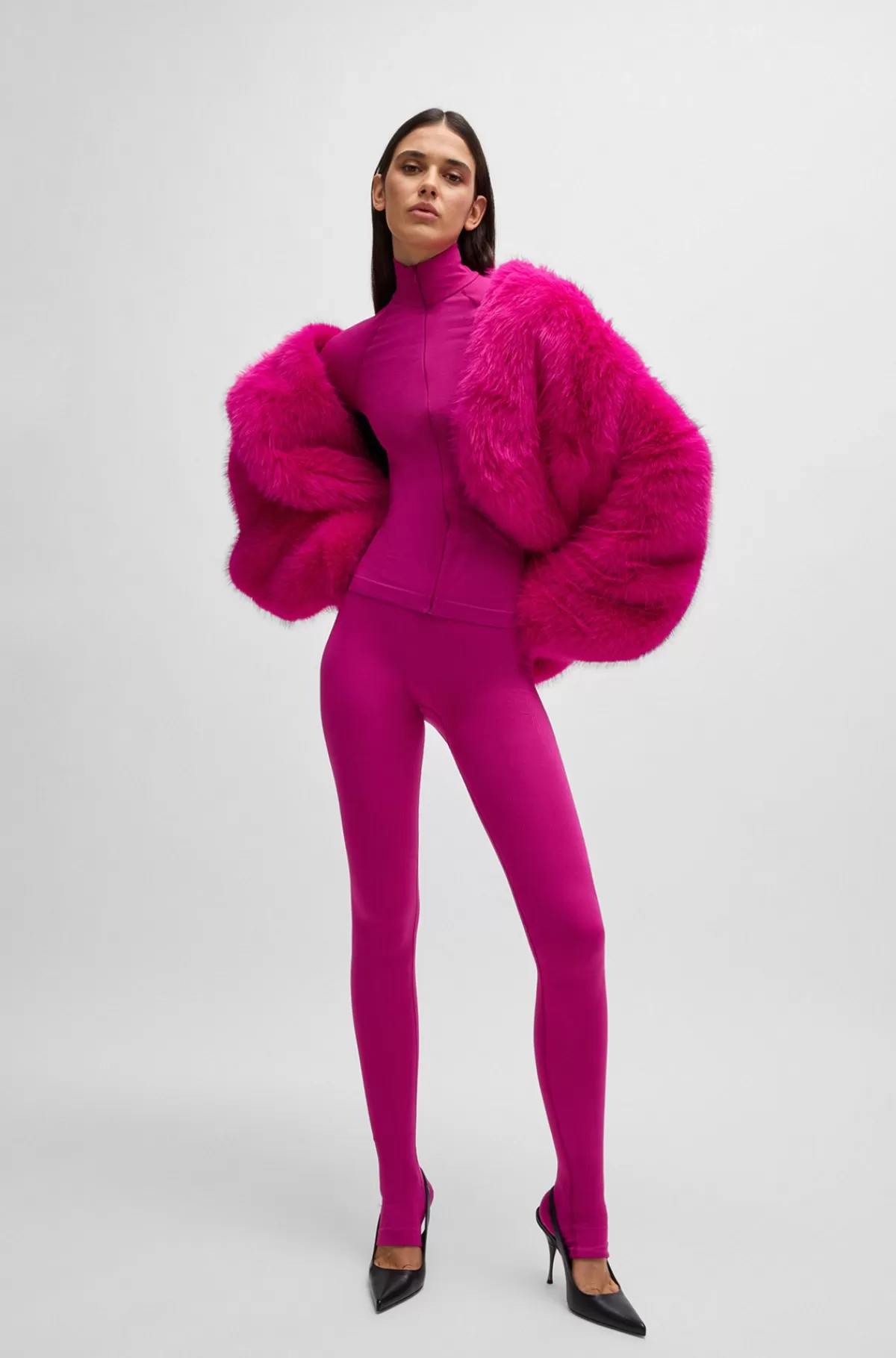 HUGO BOSS NAOMI X BOSS-leggings I Jersey Med Stræk Og Brandet Linning Pink Outlet