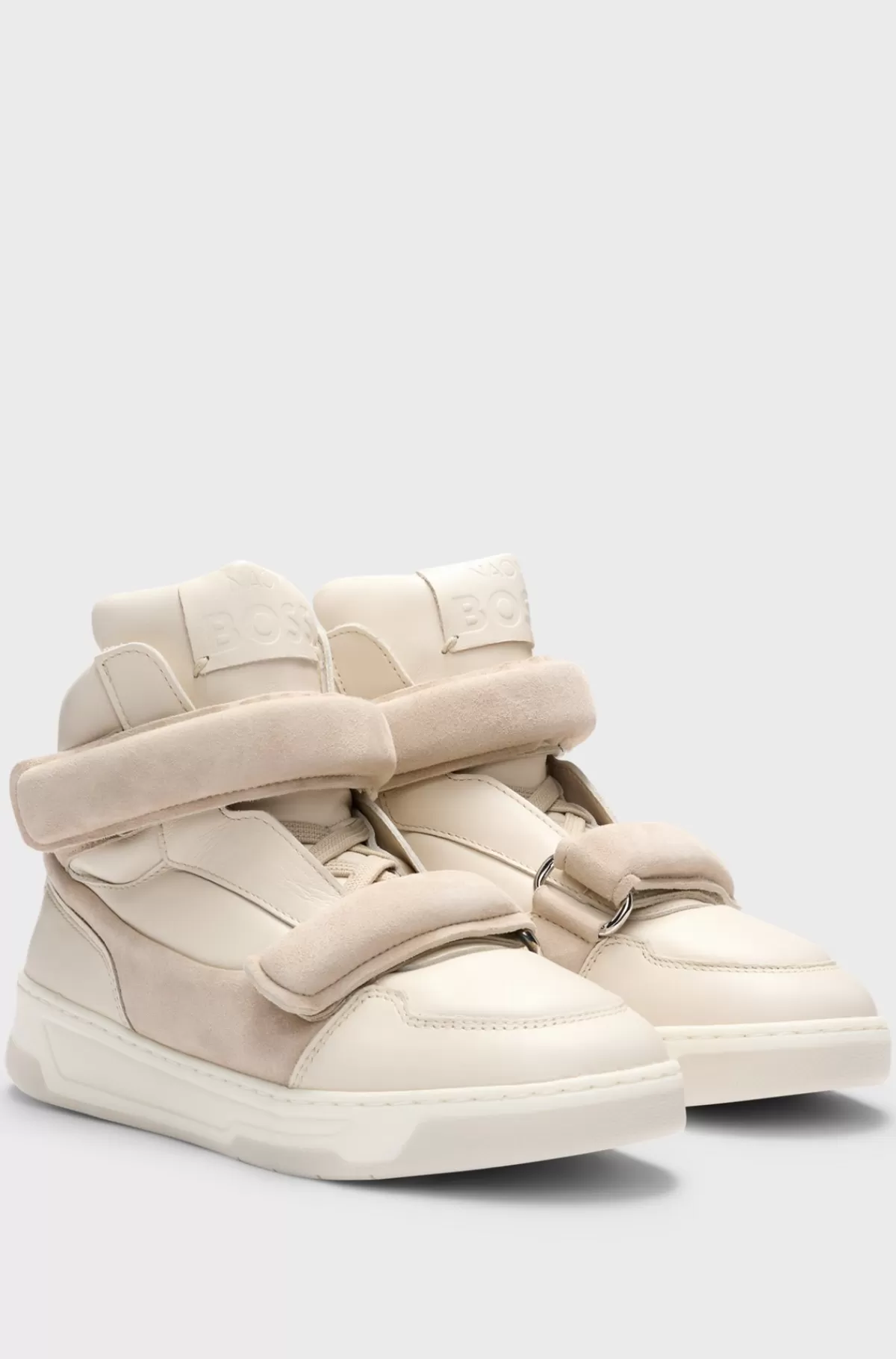 HUGO BOSS NAOMI X BOSS-sneakers I Læder Og Ruskind Med Høj Profil Naturlig Discount