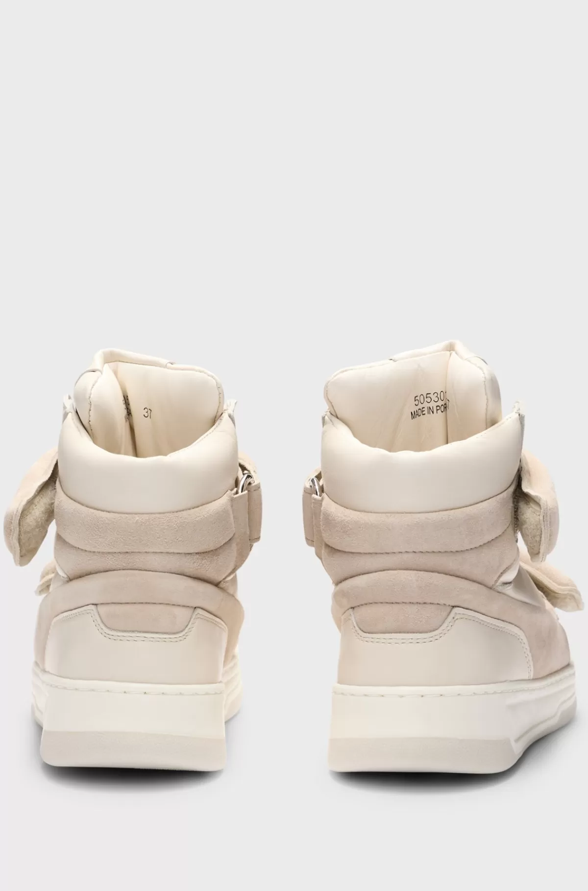 HUGO BOSS NAOMI X BOSS-sneakers I Læder Og Ruskind Med Høj Profil Naturlig Discount