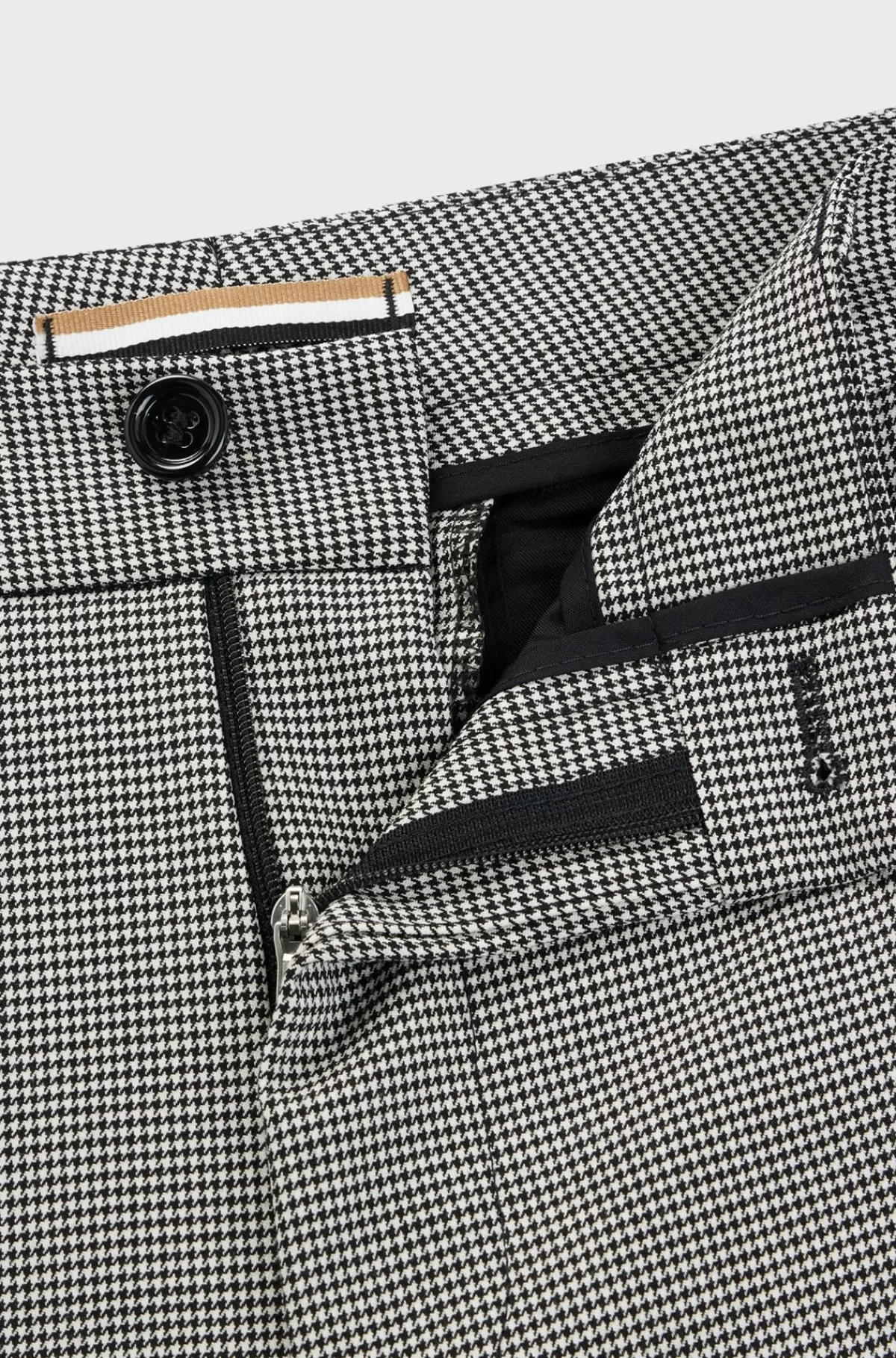 HUGO BOSS Og Relaxed Fit Bukser I En Hanefjedsternet Blanding Med Ny Uld Sort mønstret Best