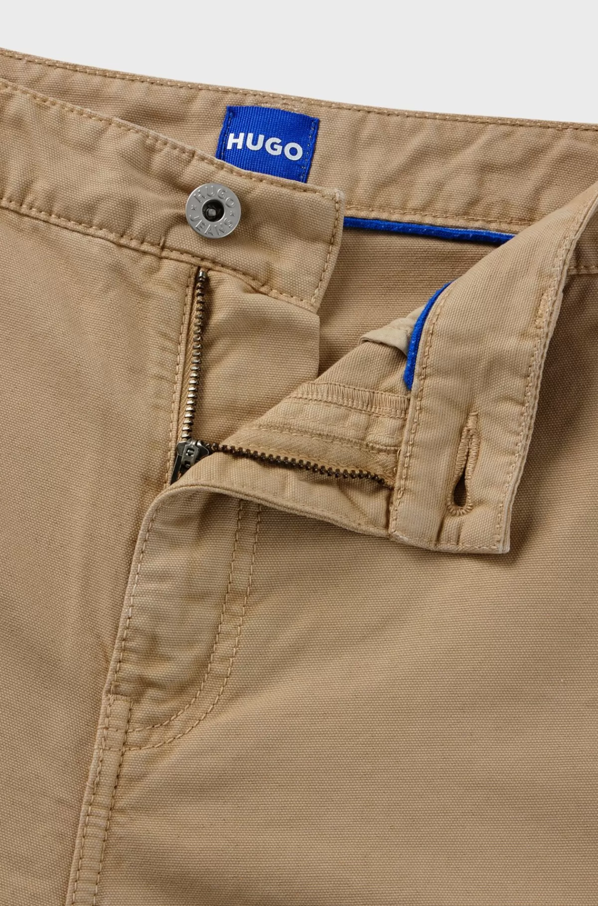 HUGO BOSS Oversize Fit Bukser Med Vide Ben I Bomuldskanvas Beige Sale
