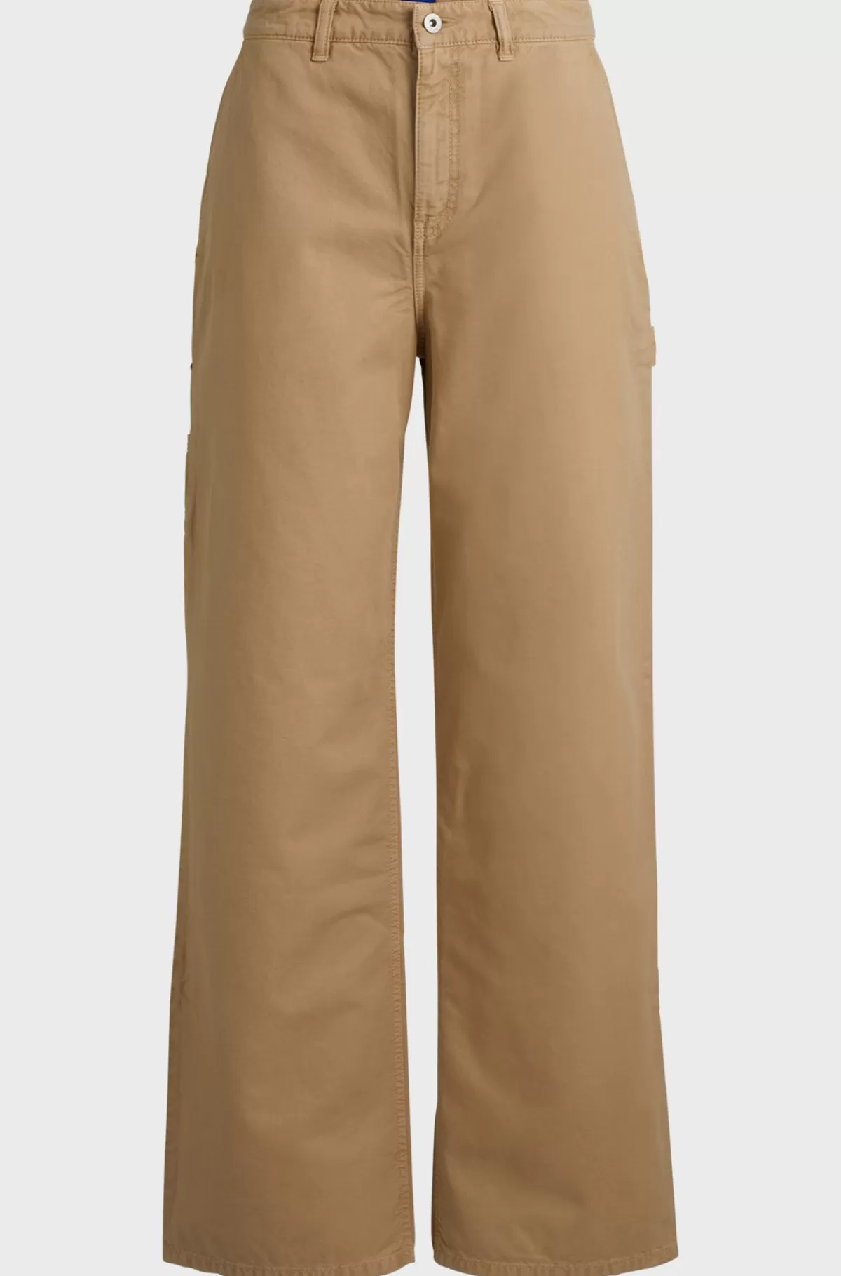 HUGO BOSS Oversize Fit Bukser Med Vide Ben I Bomuldskanvas Beige Sale