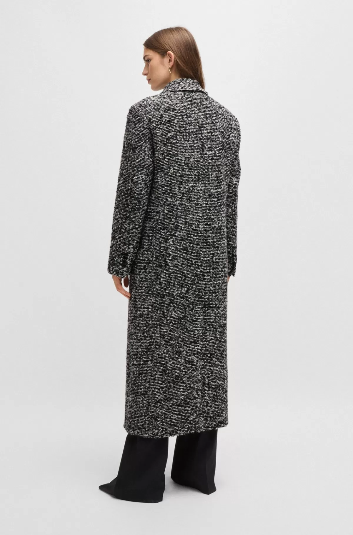 HUGO BOSS Oversize Fit Frakke I Bouclé-tweed Mønstret Flash Sale