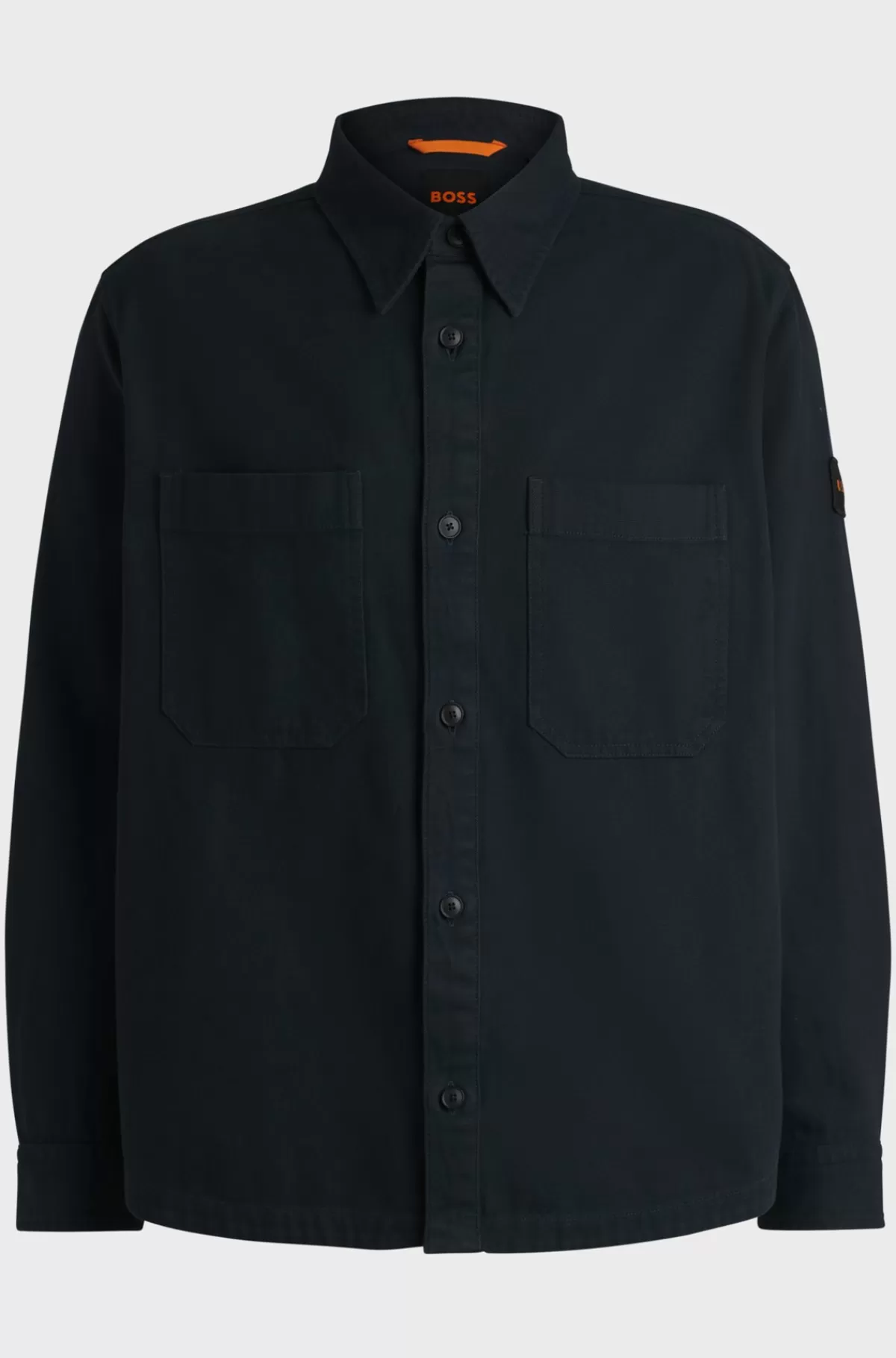HUGO BOSS Oversize Fit Yderskjorte I Bomuldspiqué Med En Krave Med Spidse Flipper Mørkeblå Discount